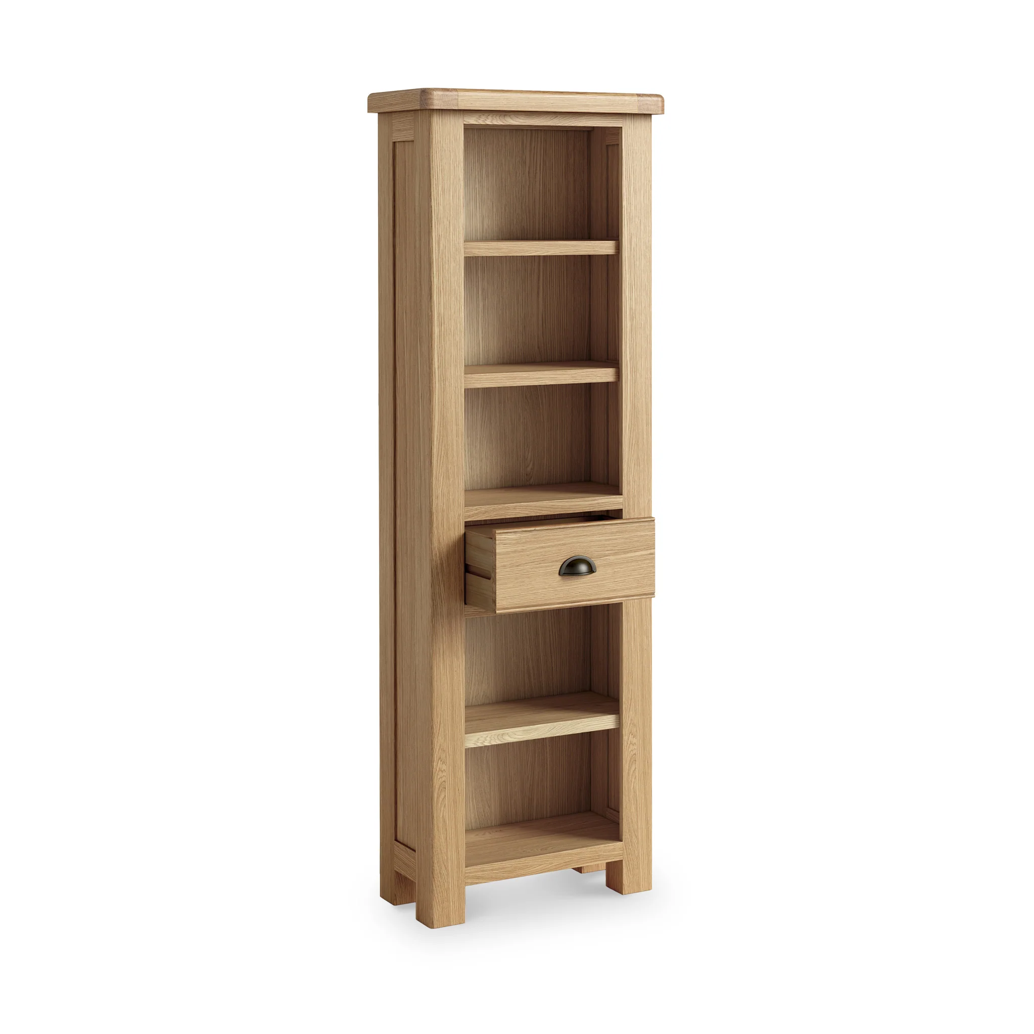 Portland Oak 5 Shelf Slim Bookcase - Image 7