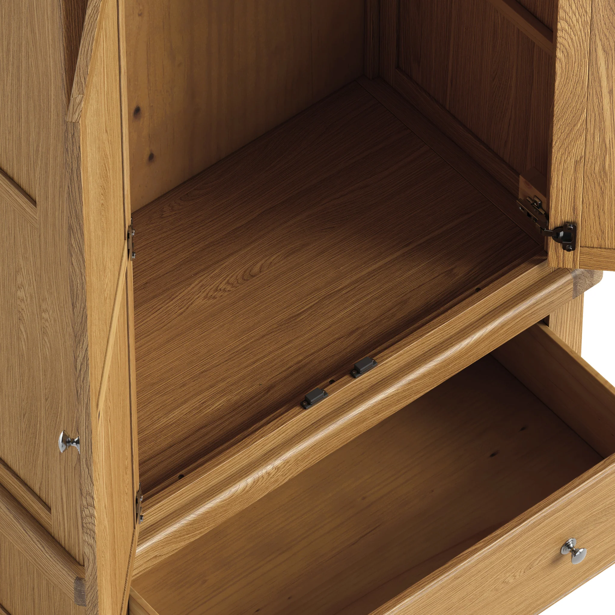Portland Oak Double Wardrobe & Drawer - Image 10