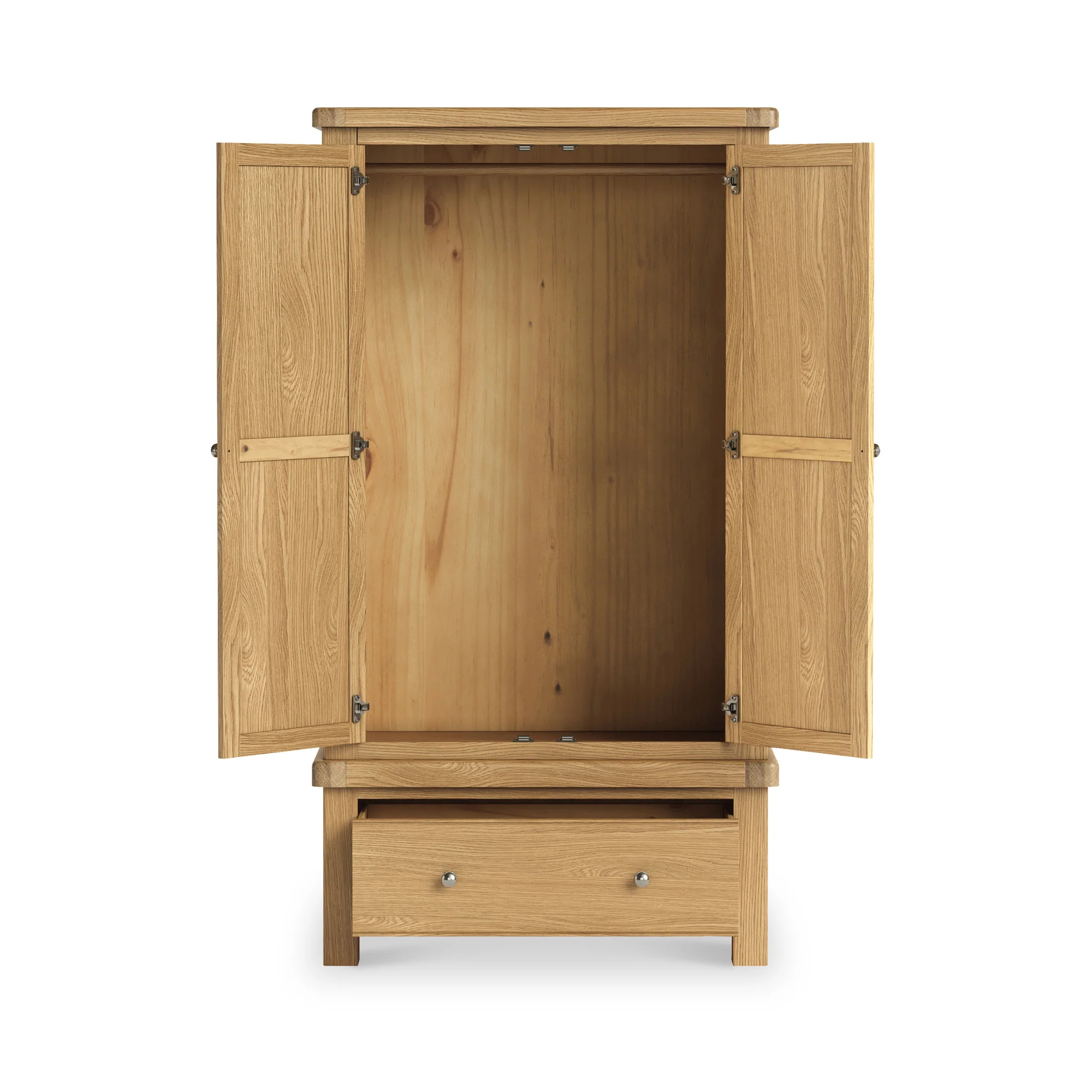 Portland Oak Double Wardrobe & Drawer - Image 13