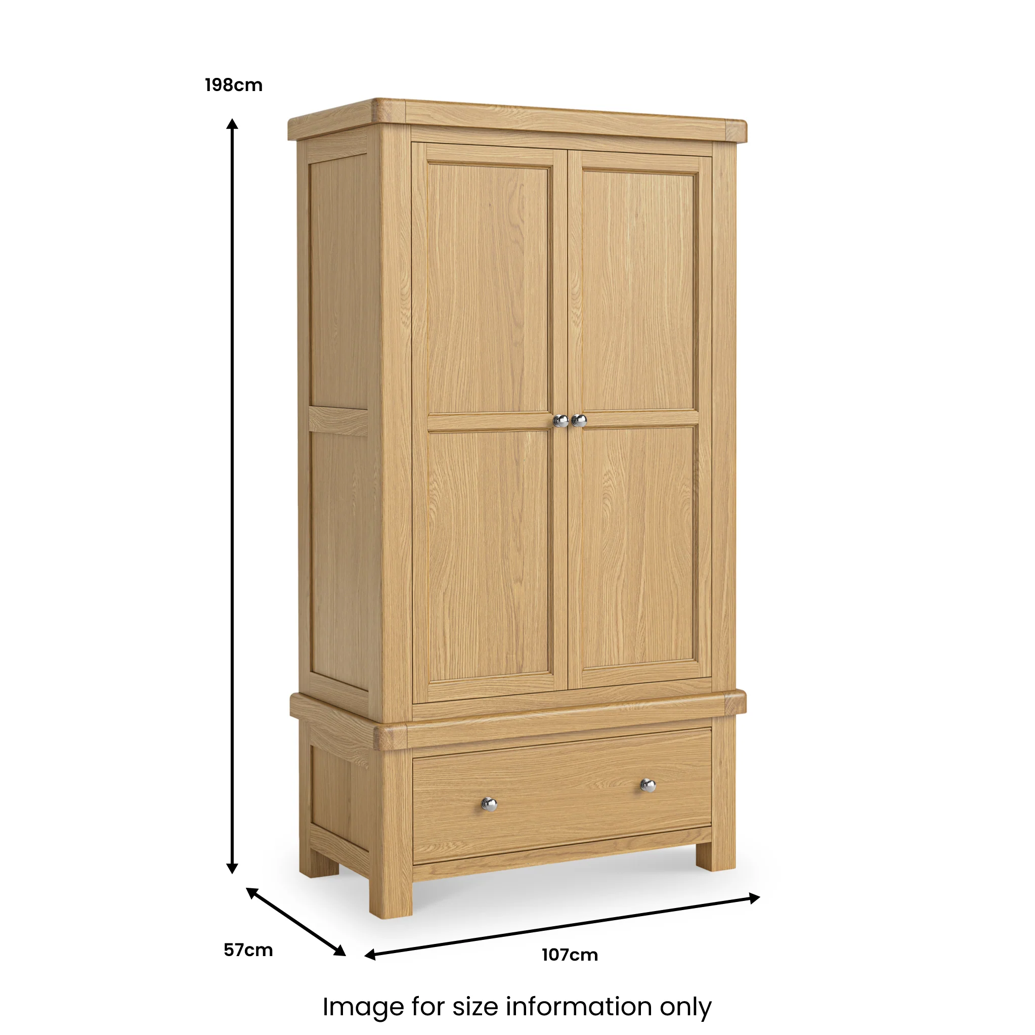 Portland Oak Double Wardrobe & Drawer - Image 18
