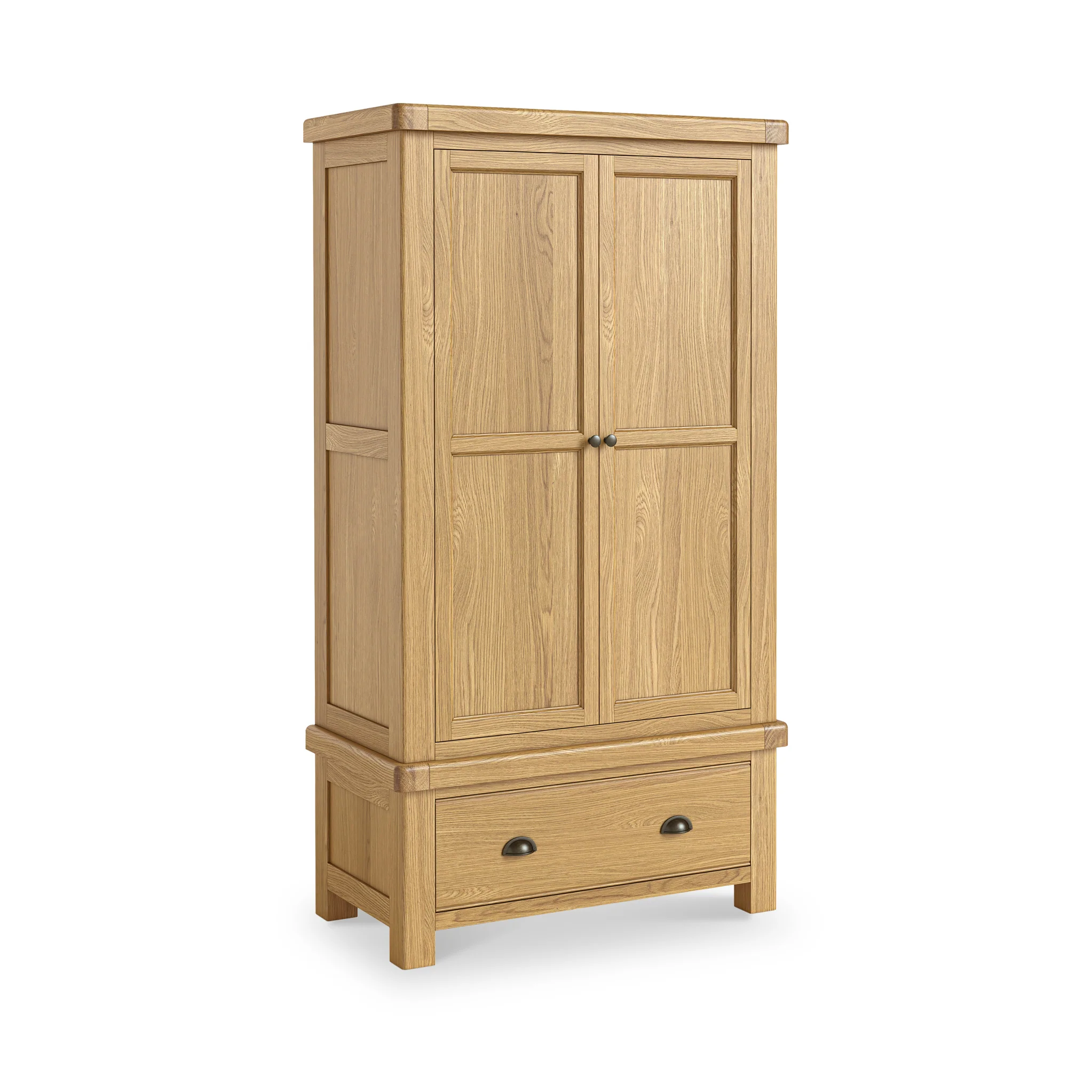Portland Oak Double Wardrobe & Drawer - Image 3