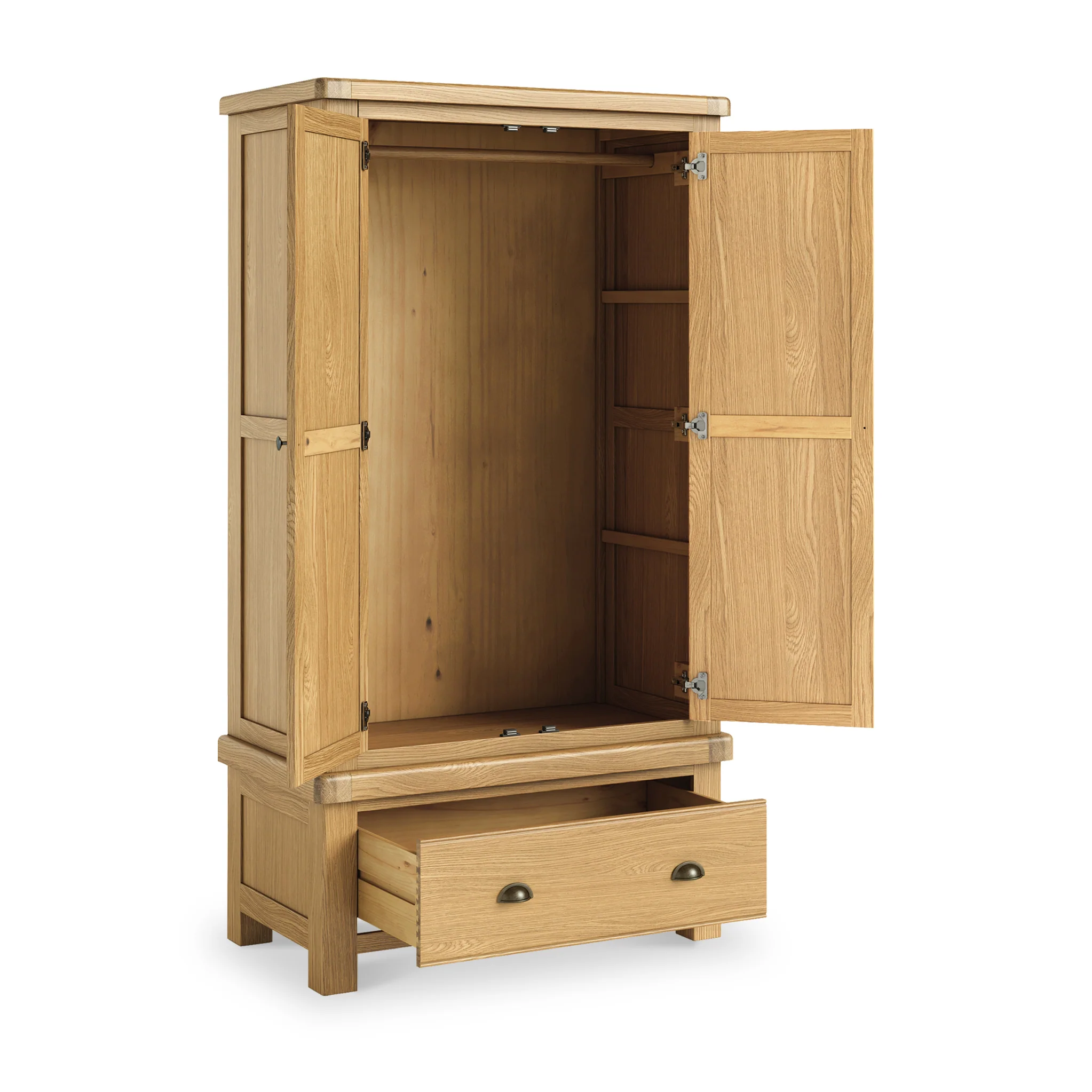 Portland Oak Double Wardrobe & Drawer - Image 4