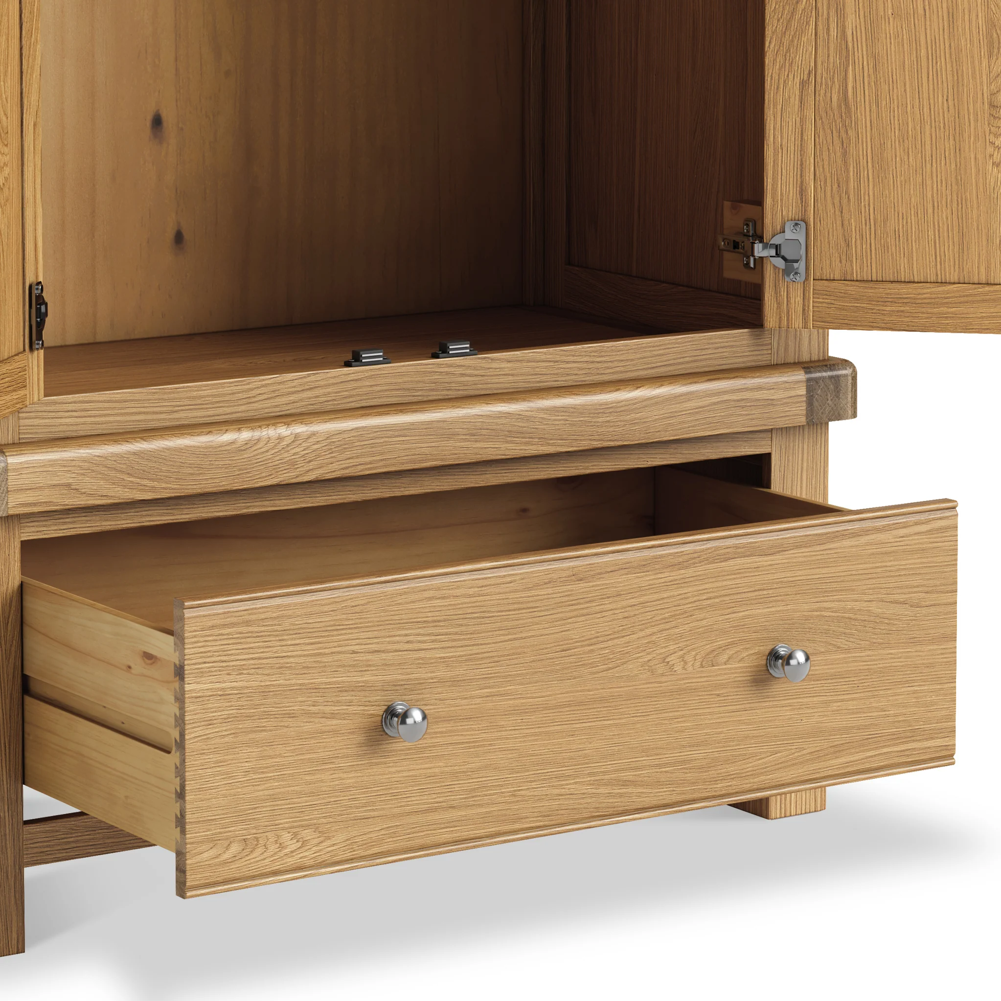 Portland Oak Double Wardrobe & Drawer - Image 7