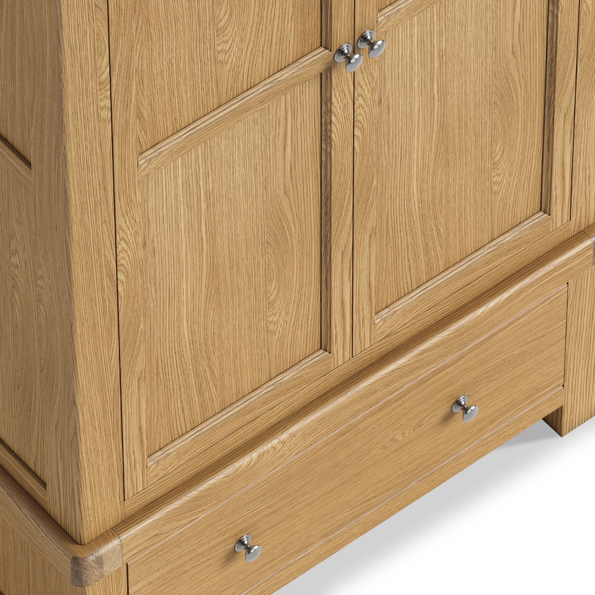 Portland Oak Double Wardrobe & Drawer - Image 8
