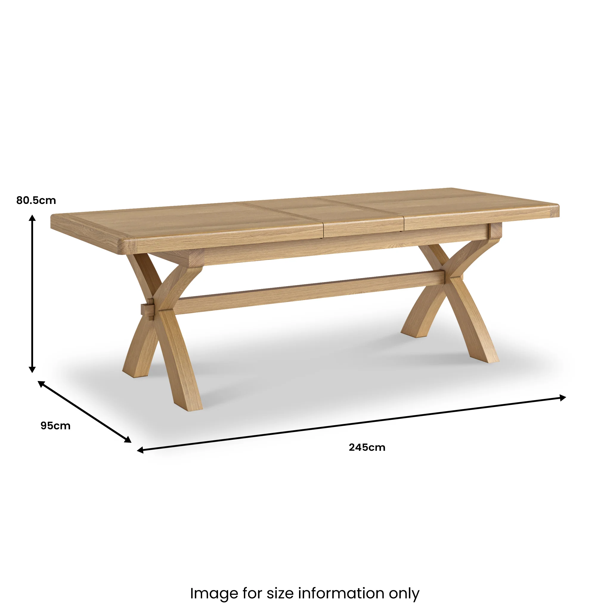 Portland Oak Extendable 200-245cm Cross Legged Dining Table - Image 11