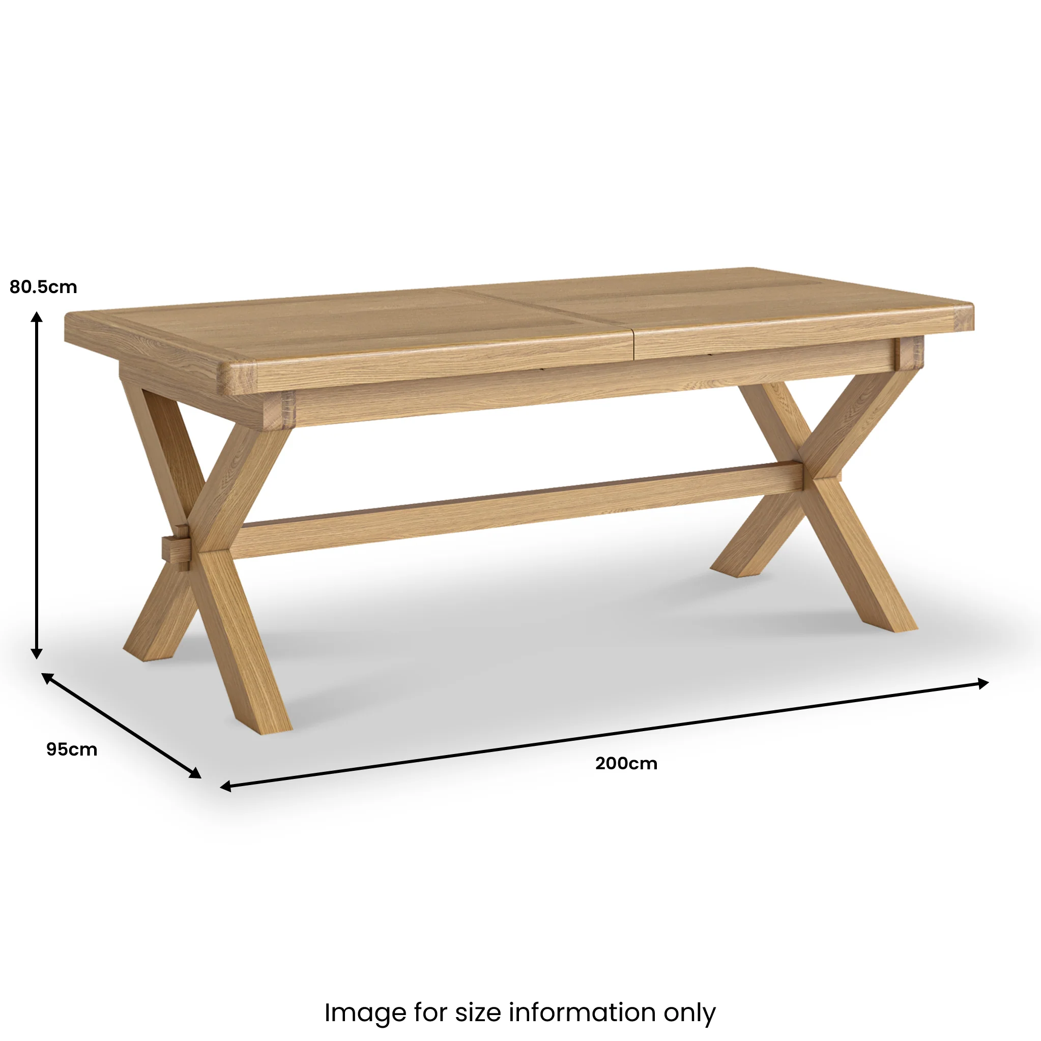 Portland Oak Extendable 200-245cm Cross Legged Dining Table - Image 12