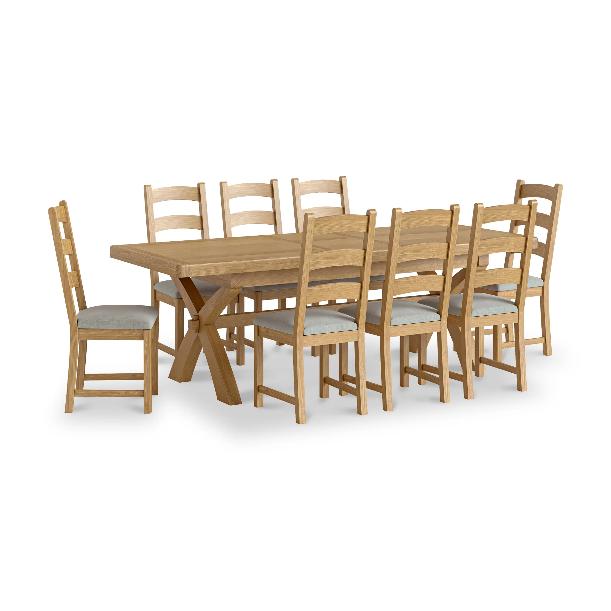 Portland Oak Extendable 200-245cm Cross Legged Dining Table - Image 4