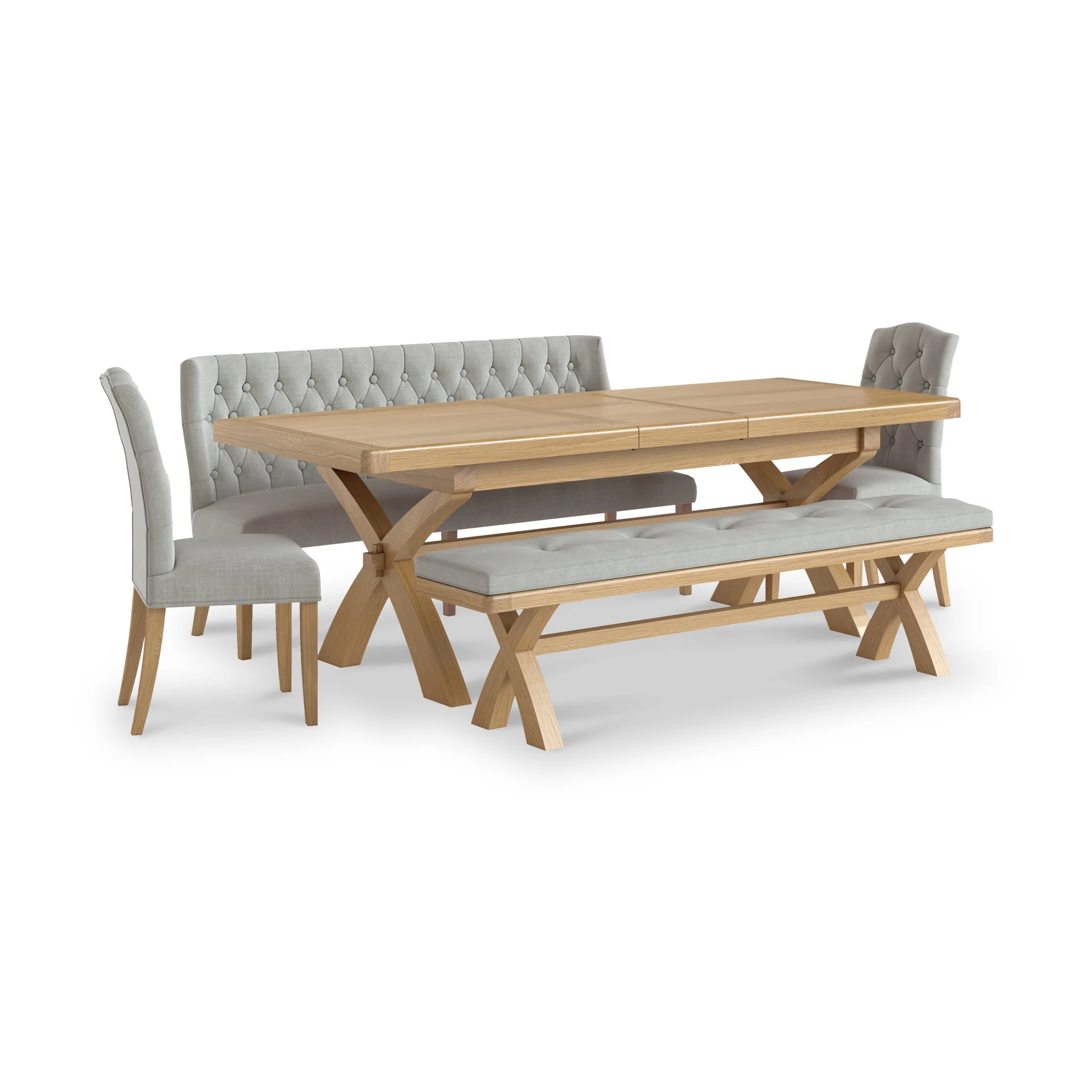 Portland Oak Extendable 200-245cm Cross Legged Dining Table - Image 5
