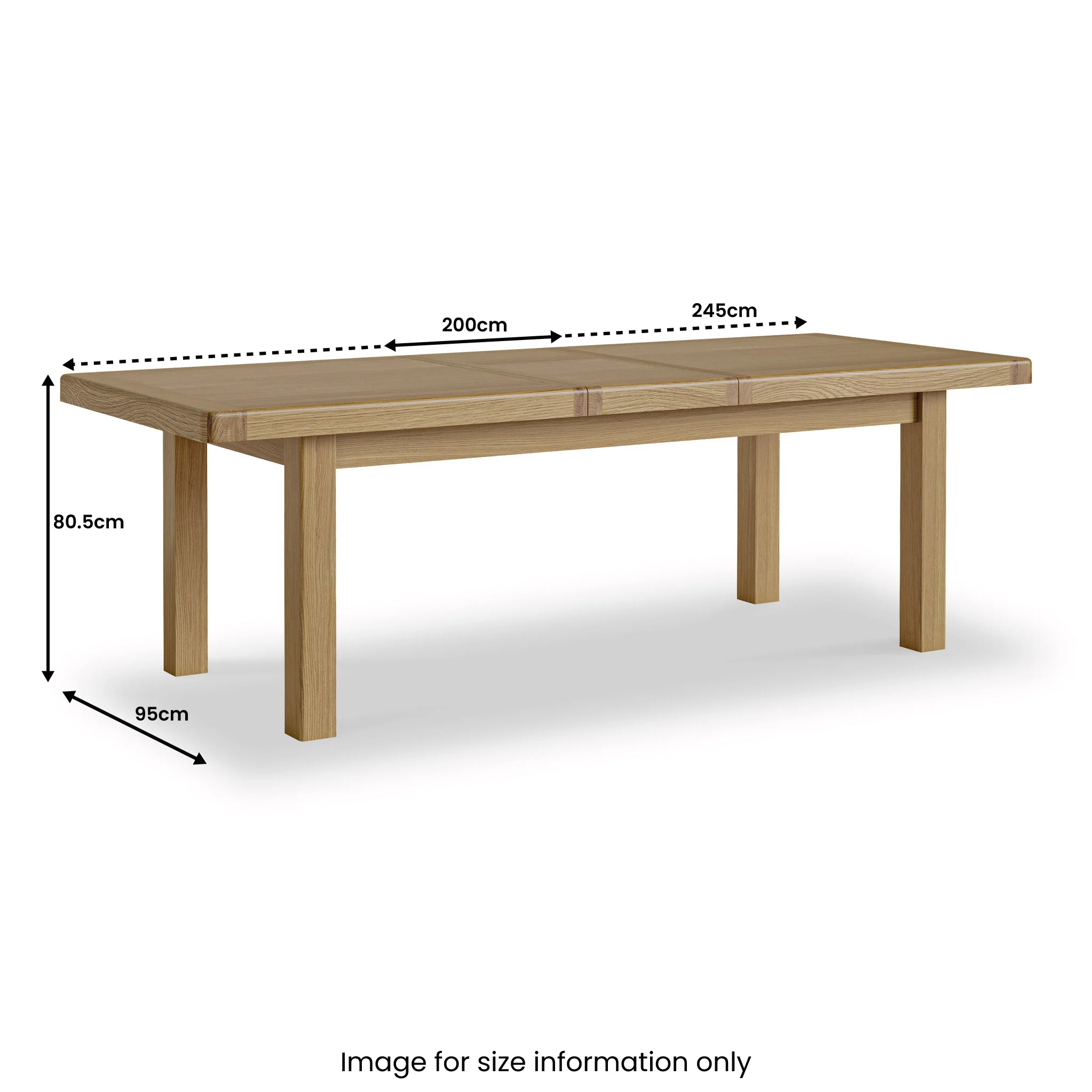 Portland Oak 200-245cm Extending Dining Table - Image 4