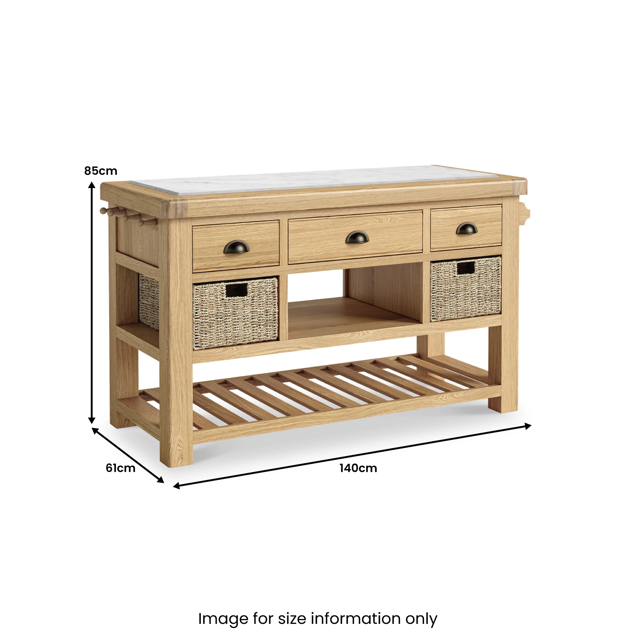 Portland Oak Large Kitchen Island - Image 5
