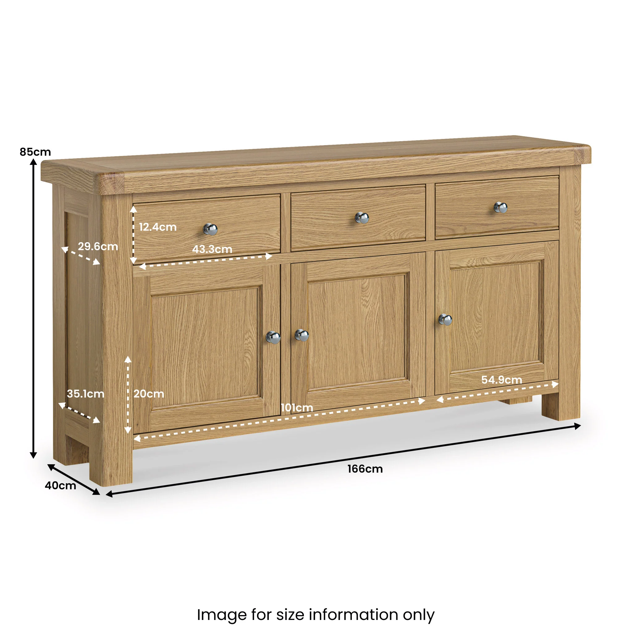 Portland Oak Large Sideboard - Image 4