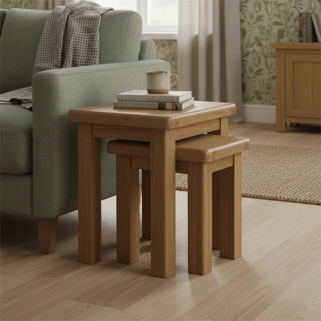 Portland Oak Nest of 2 Tables - Image 2