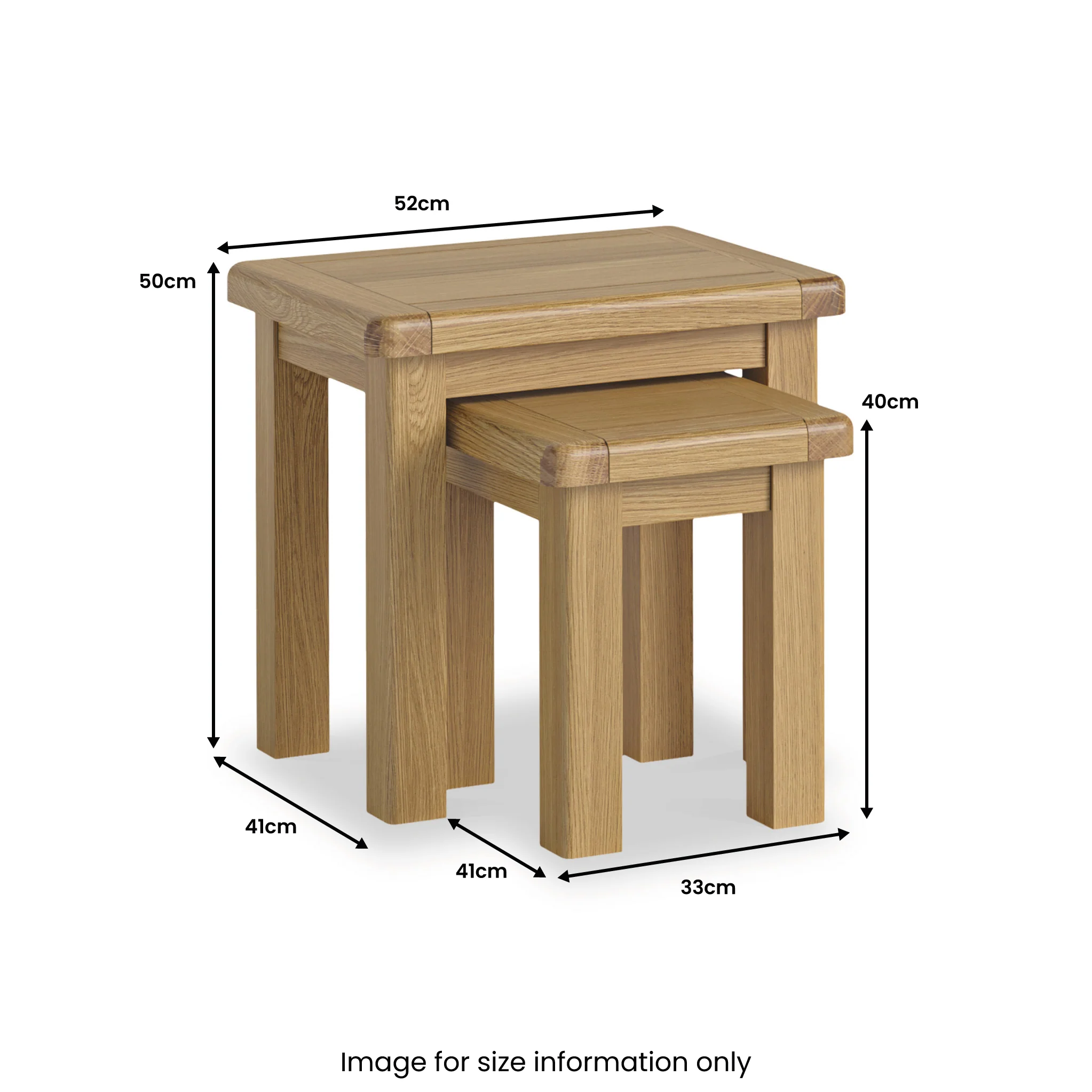 Portland Oak Nest of 2 Tables - Image 3