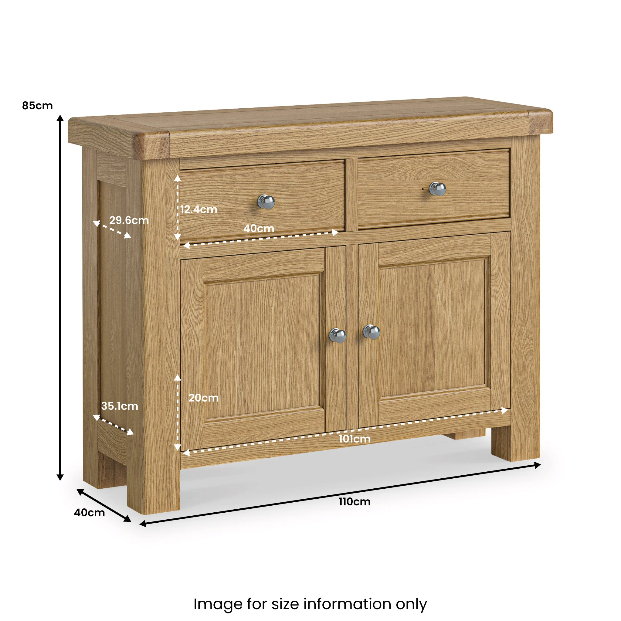 Portland Oak Small Sideboard - Image 4