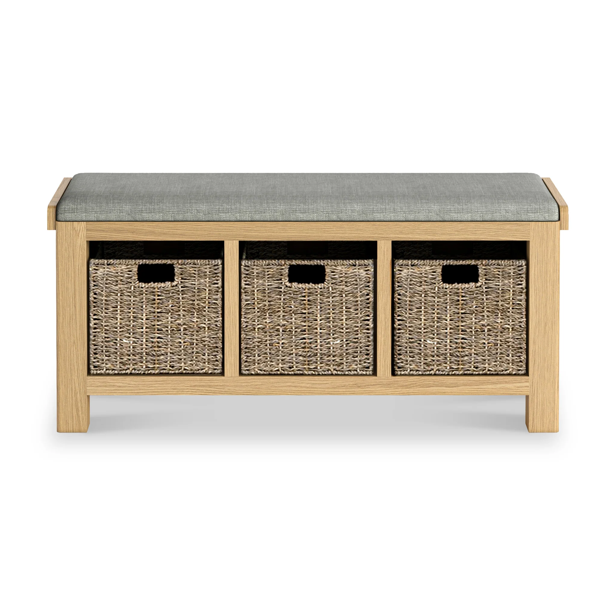 Portland Oak Storage Bench With Baskets - Image 8
