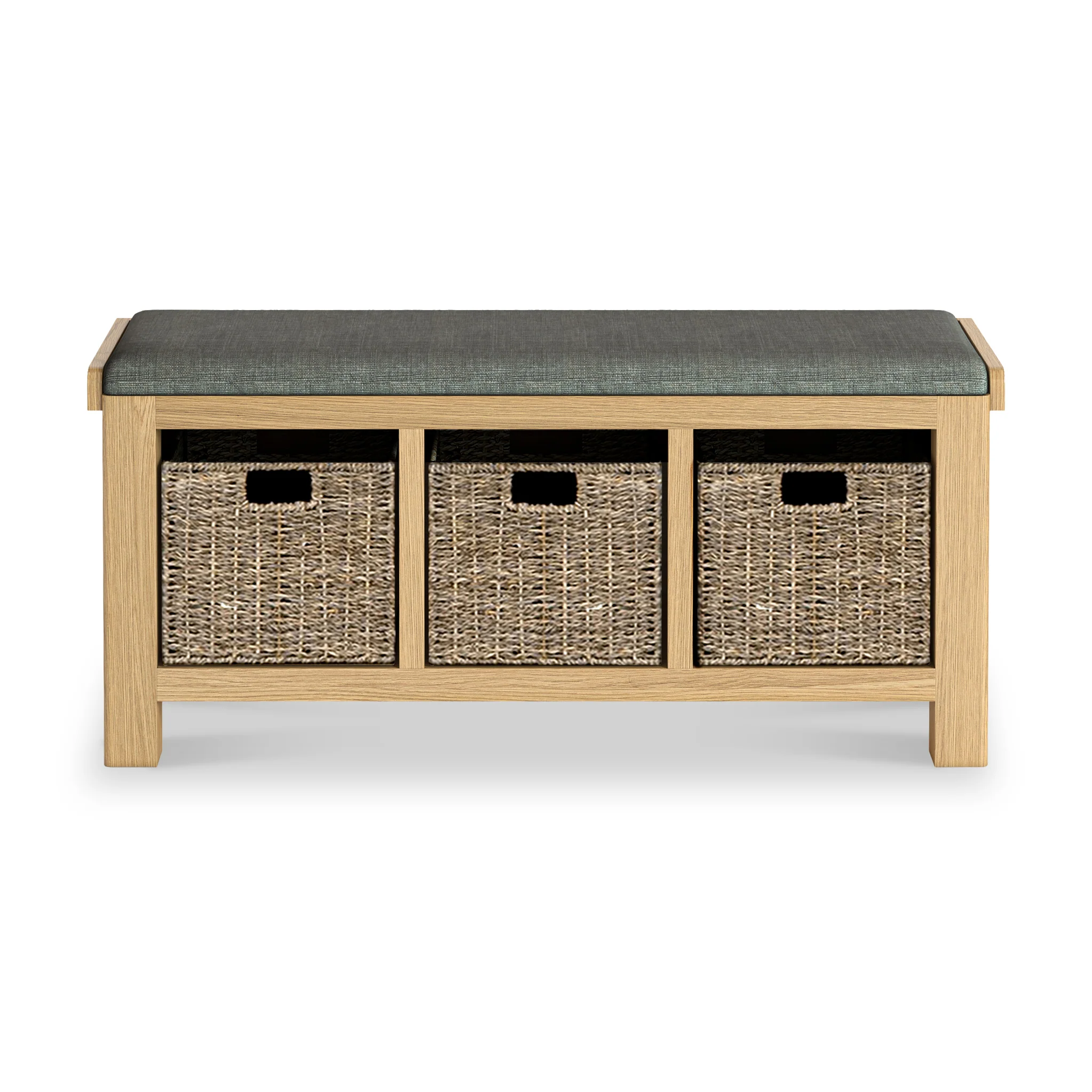 Portland Oak Storage Bench With Baskets - Image 9