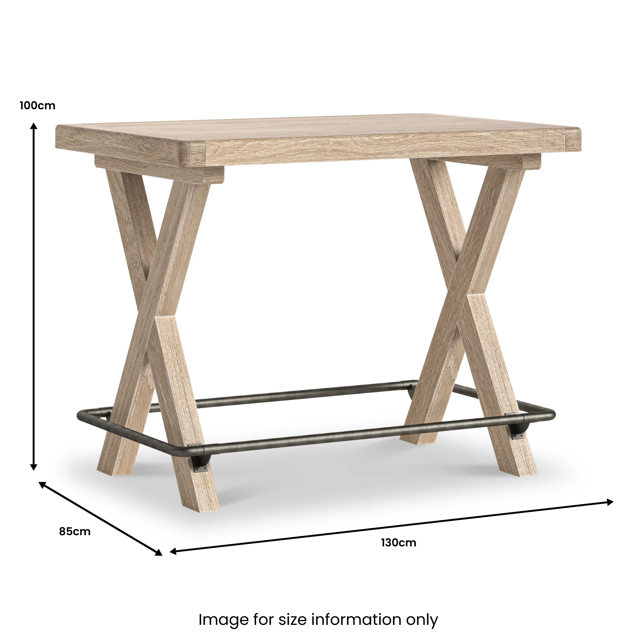 Portland Washed Oak 130cm Bar Table - Image 4
