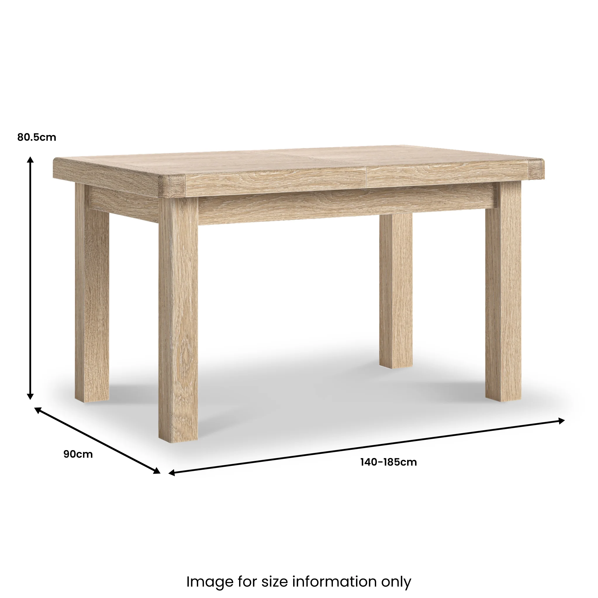 Portland Washed Oak 140-185cm Extendable Dining Table - Image 4