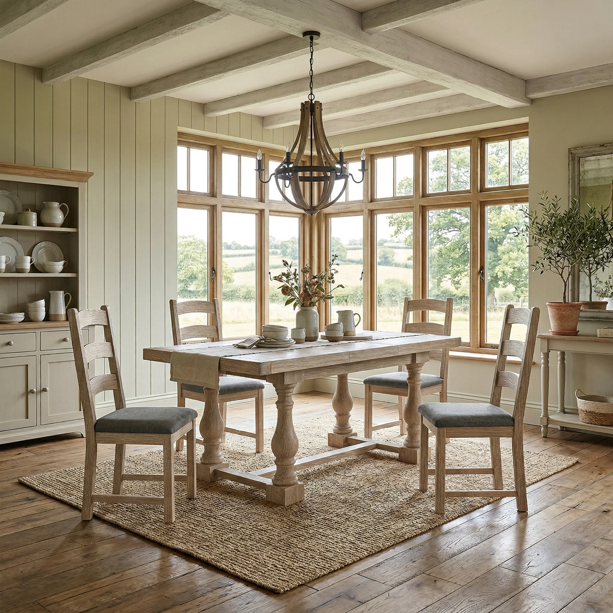Portland Washed Oak 140-185cm Extendable Turned Dining Table - Image 2