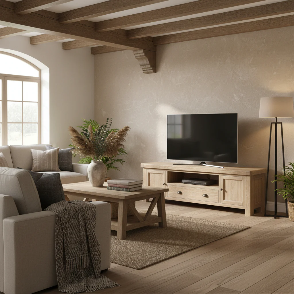 Portland Washed Oak 190cm Wide TV Unit - Image 2
