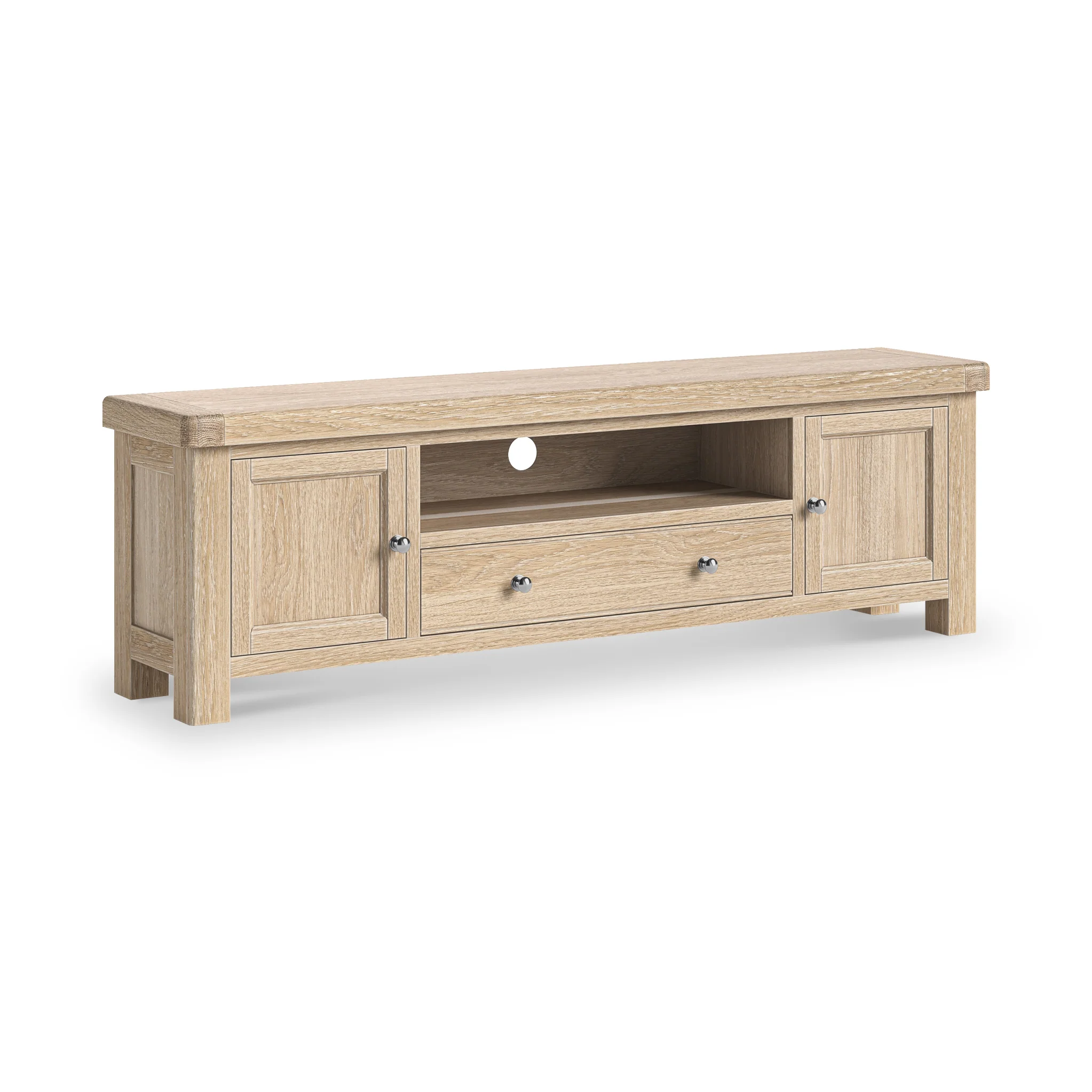 Portland Washed Oak 190cm Wide TV Unit - Image 3