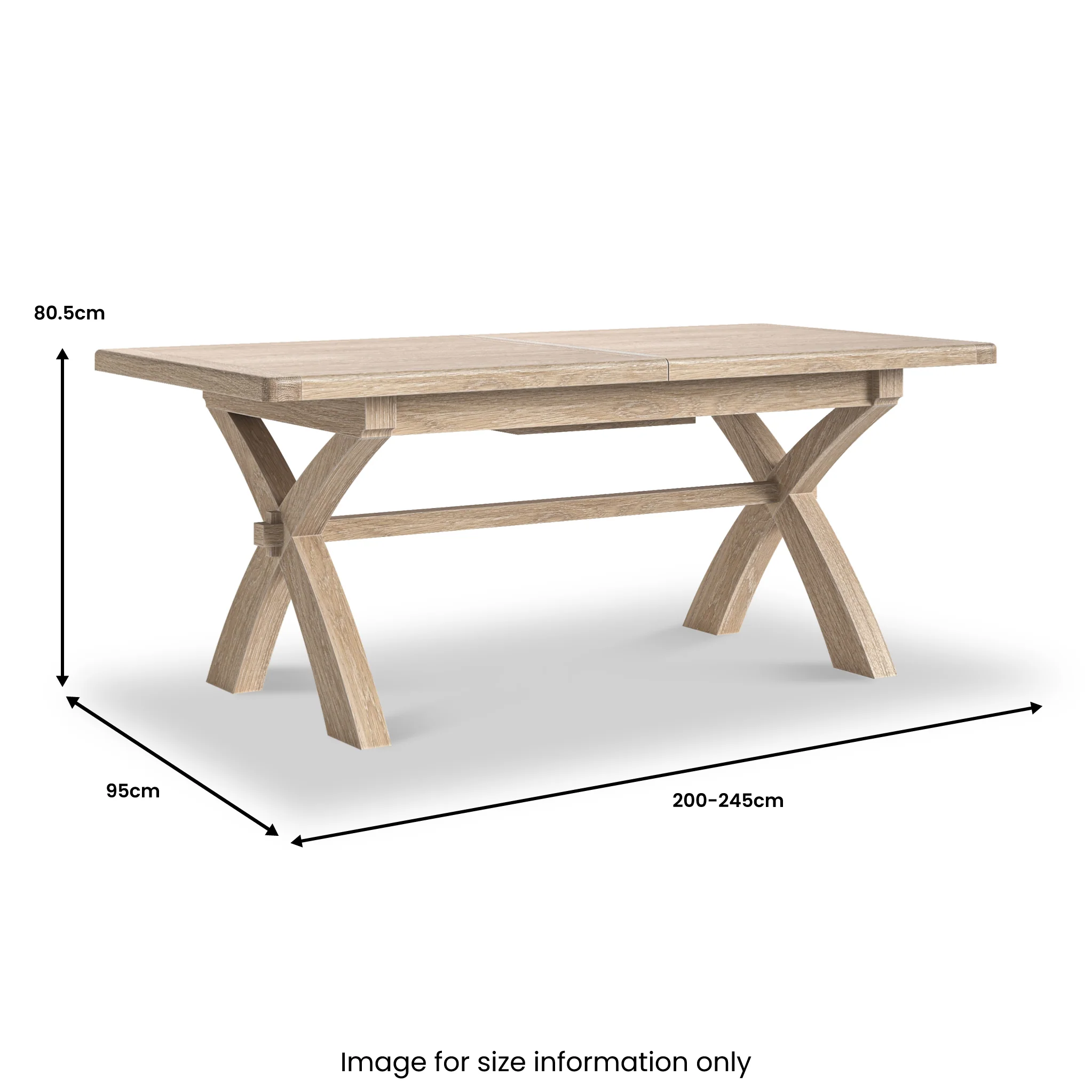 Portland Washed Oak 200-245cm Cross Leg Extendable Dining Table - Image 4