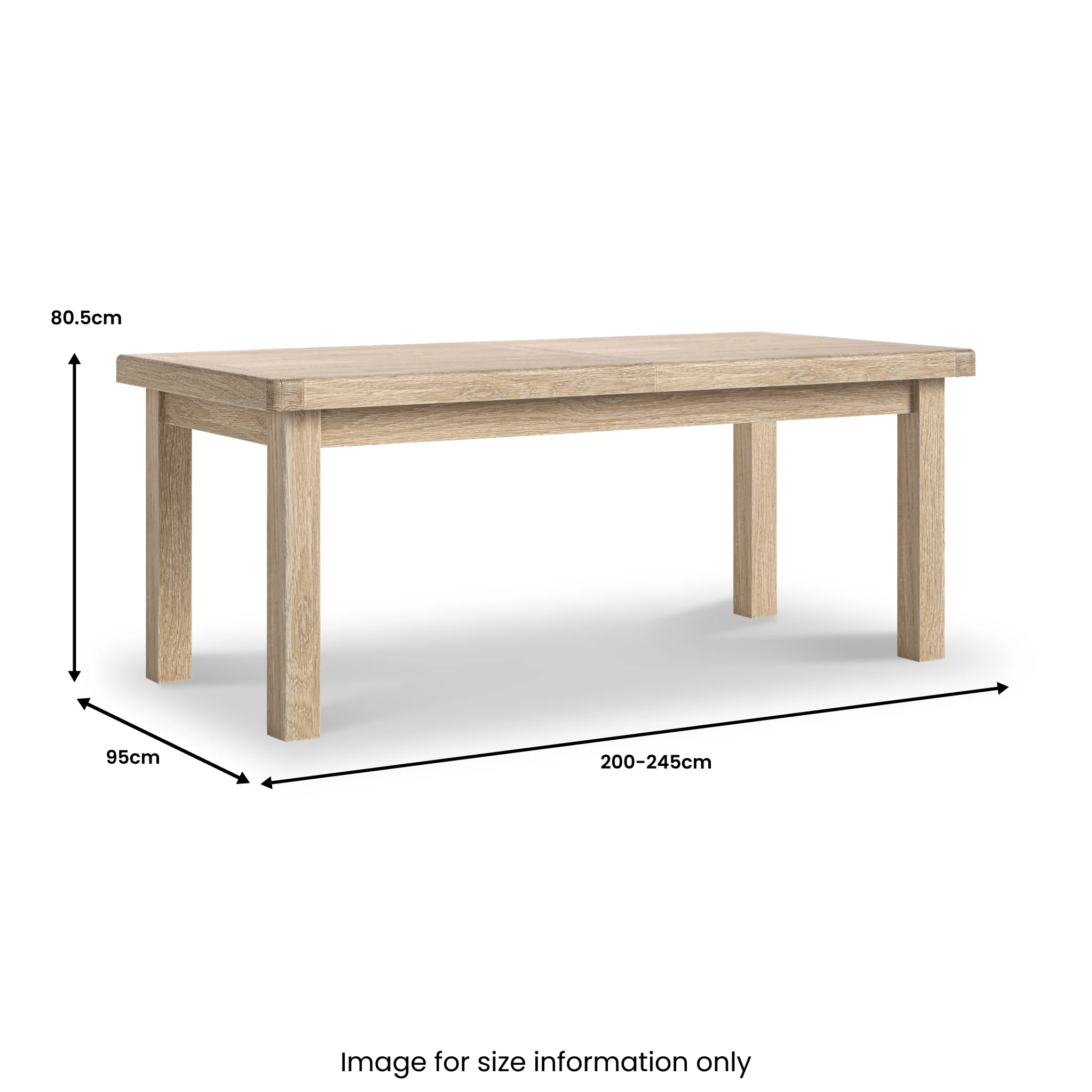 Portland Washed Oak 200-245cm Extendable Dining Table - Image 4
