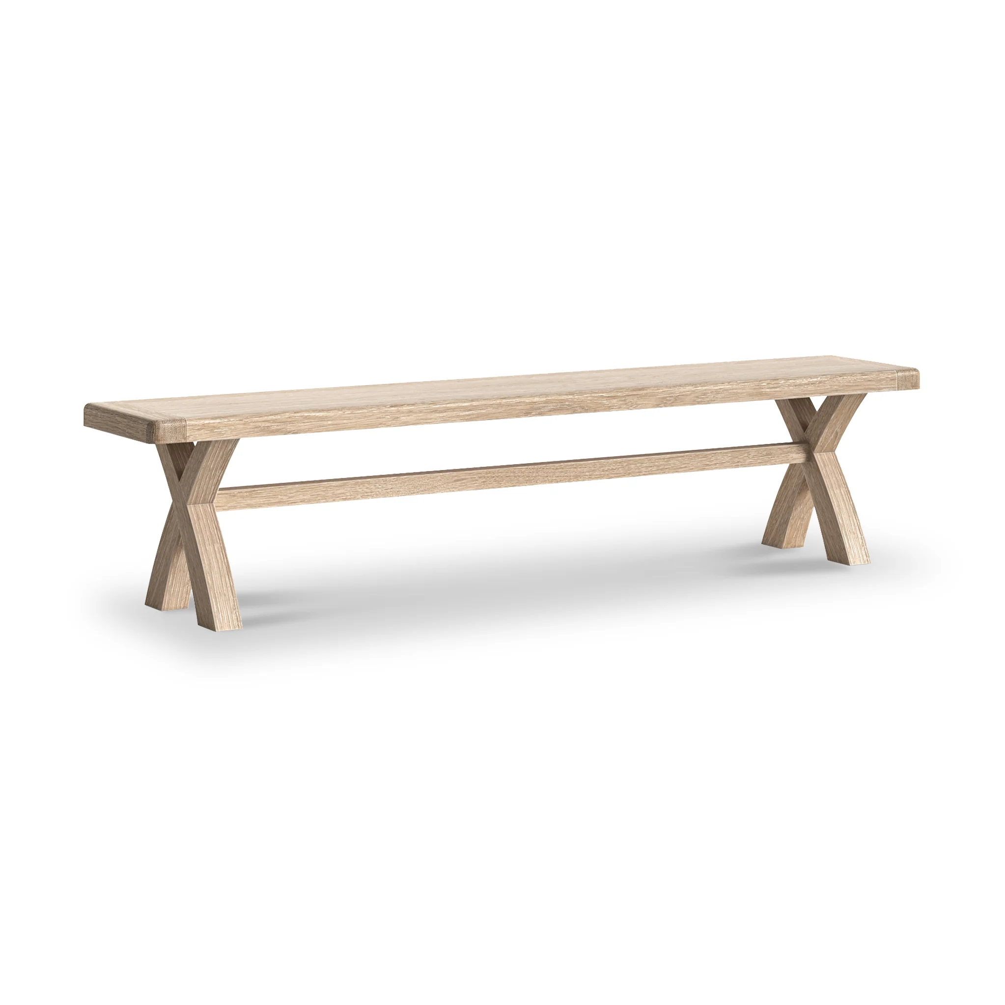 Portland Washed Oak 200cm Cross Leg Dining Bench - Image 10
