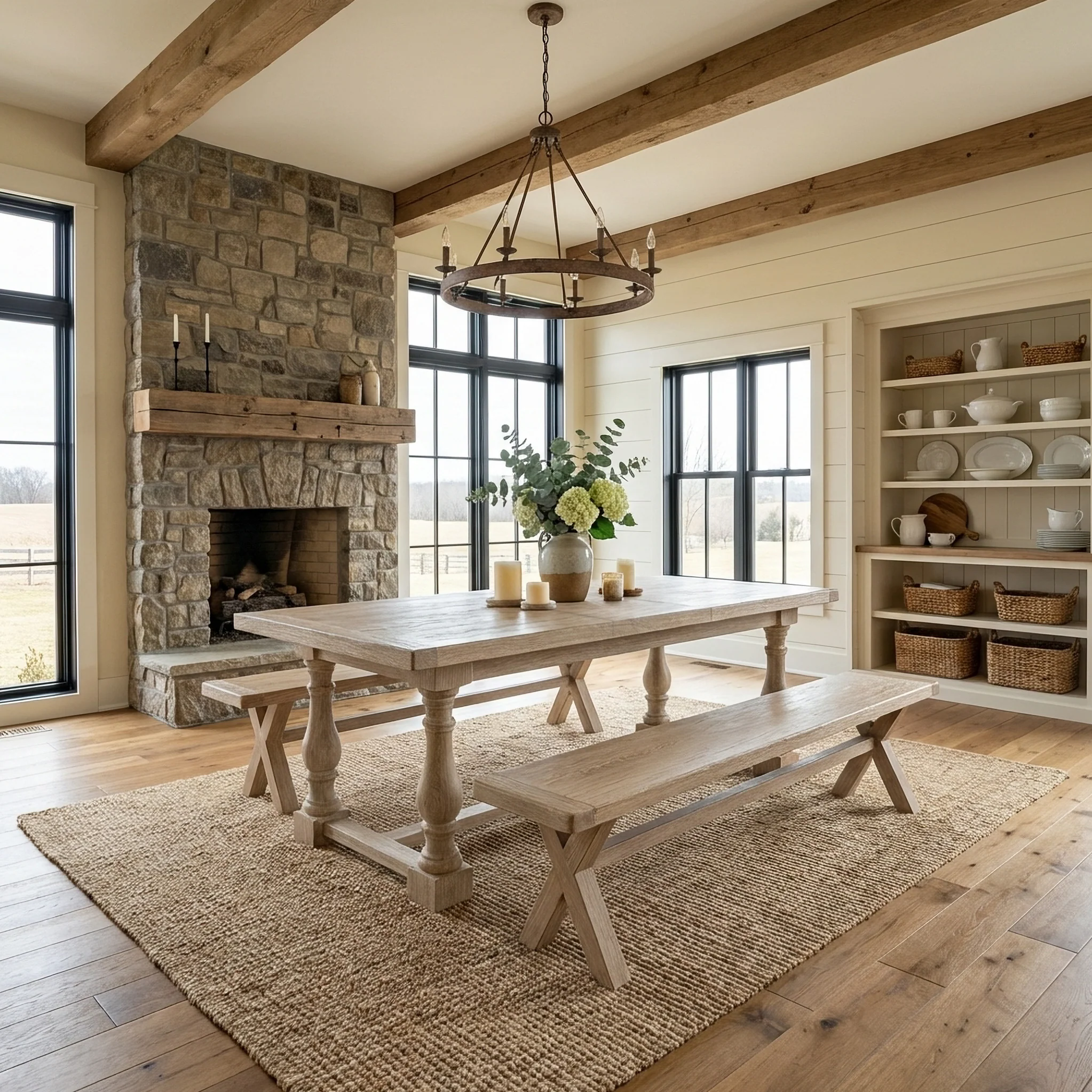 Portland Washed Oak 200cm Cross Leg Dining Bench - Image 11