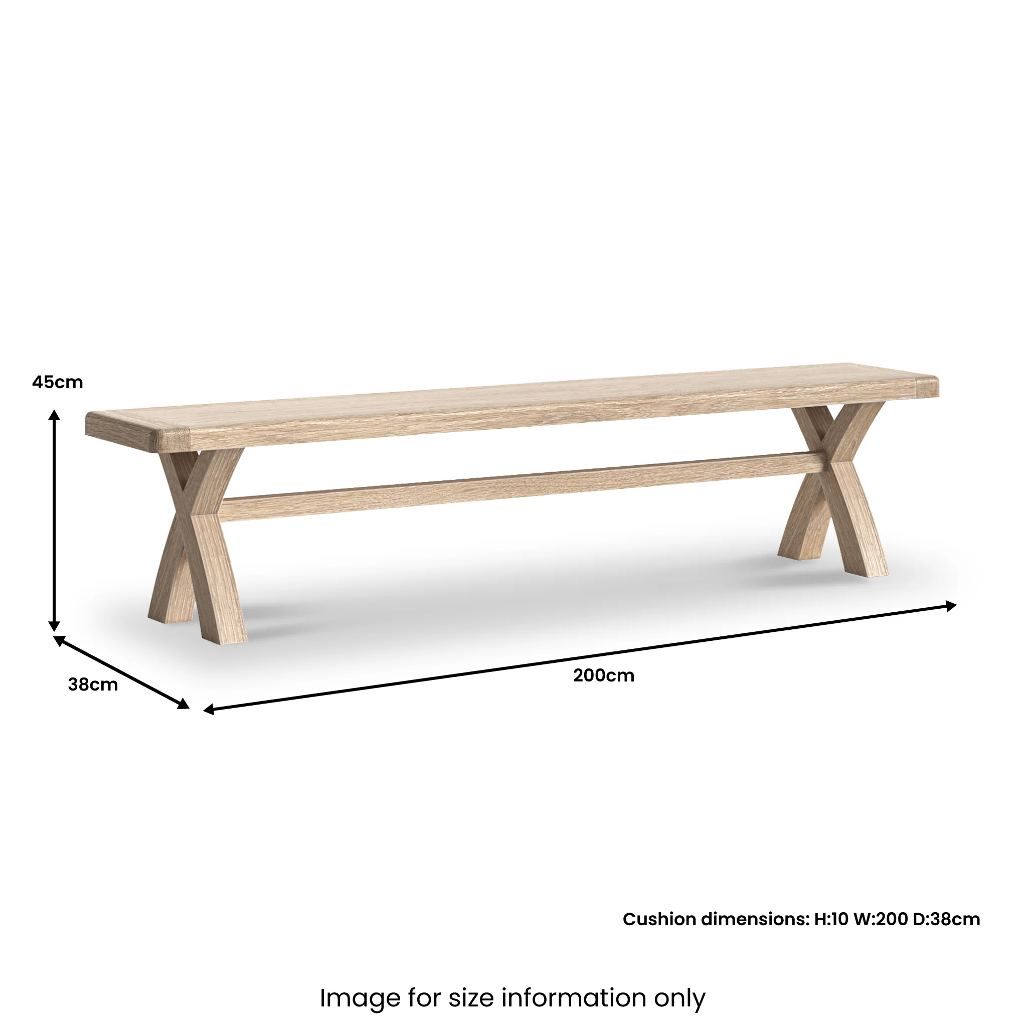 Portland Washed Oak 200cm Cross Leg Dining Bench - Image 12