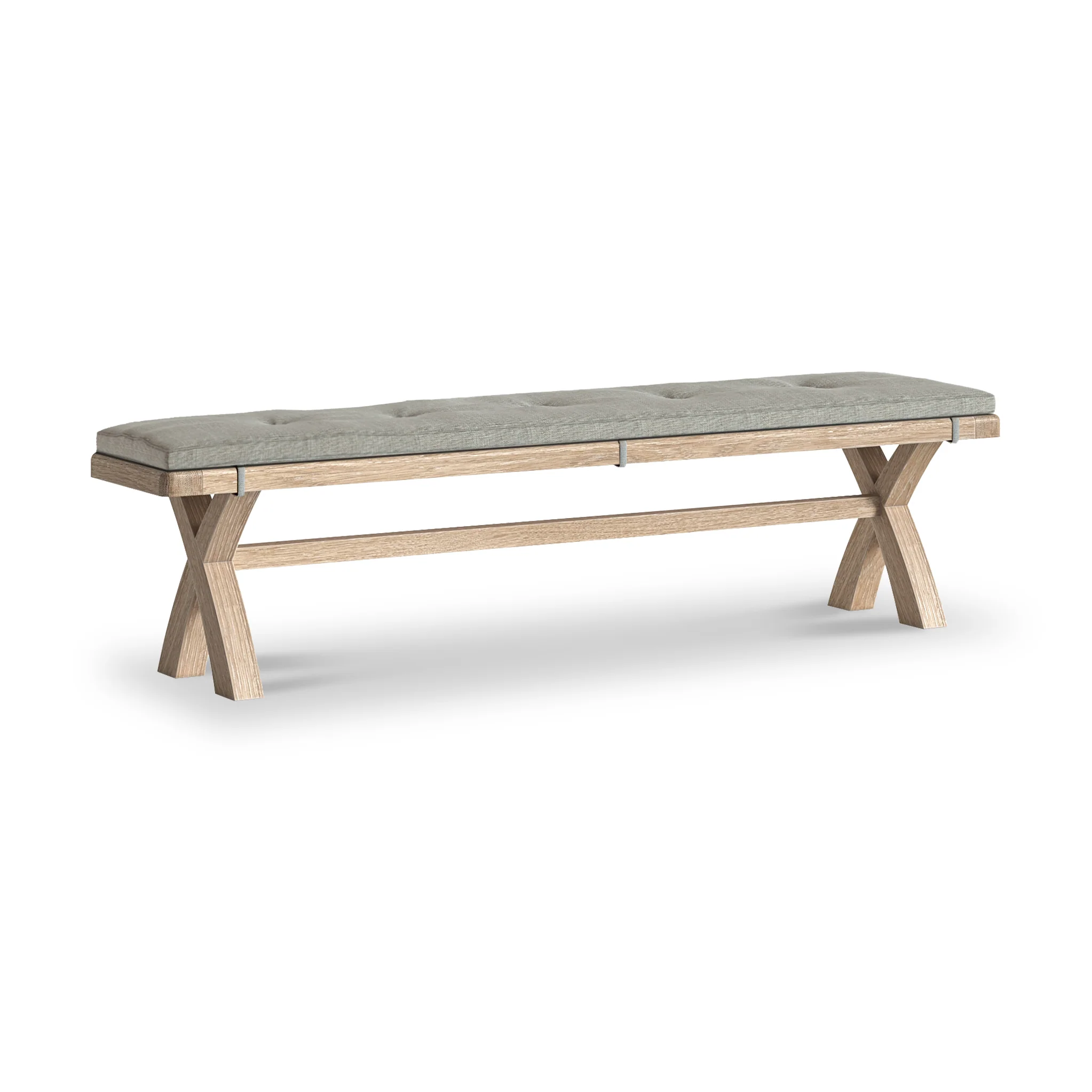 Portland Washed Oak 200cm Cross Leg Dining Bench - Image 4