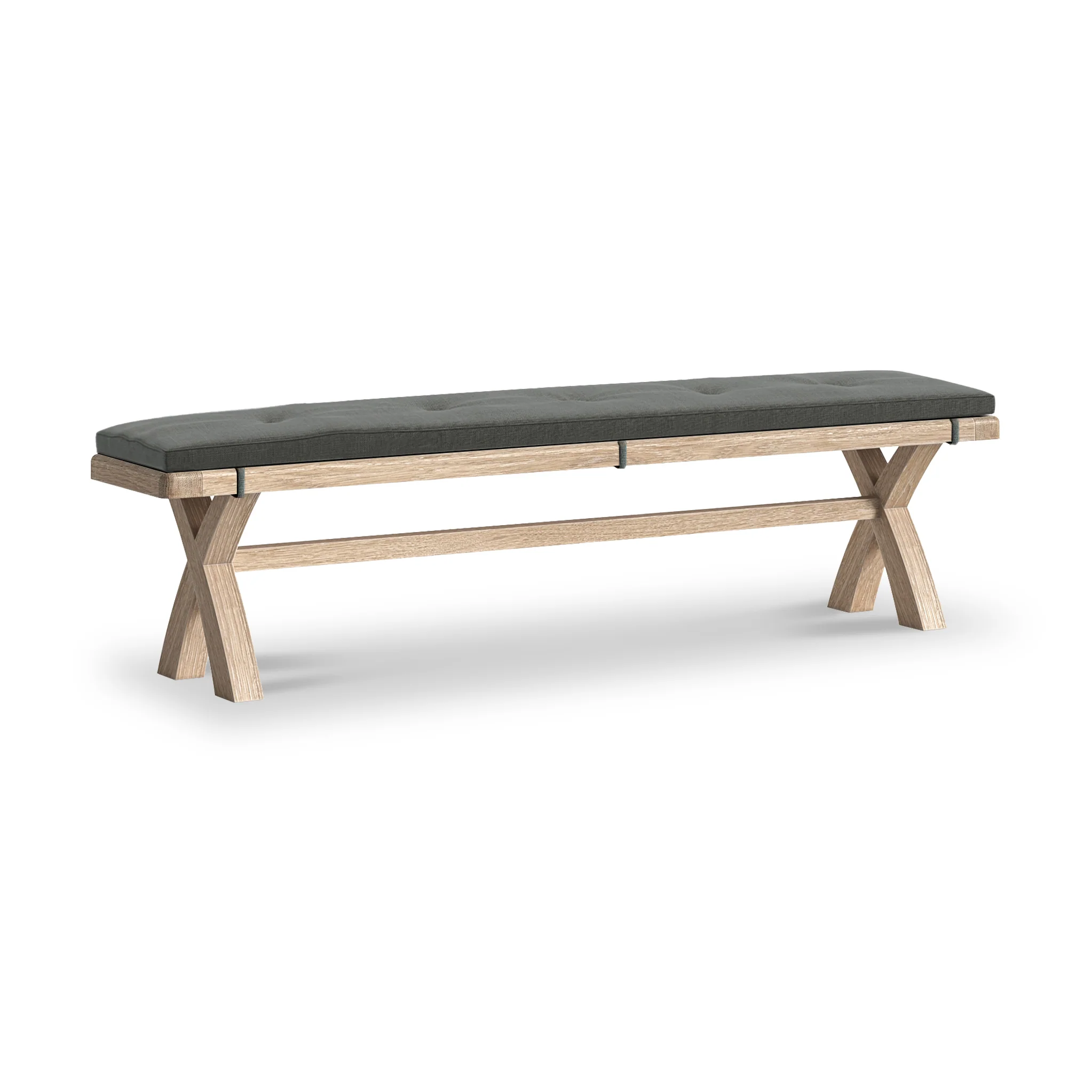 Portland Washed Oak 200cm Cross Leg Dining Bench - Image 7