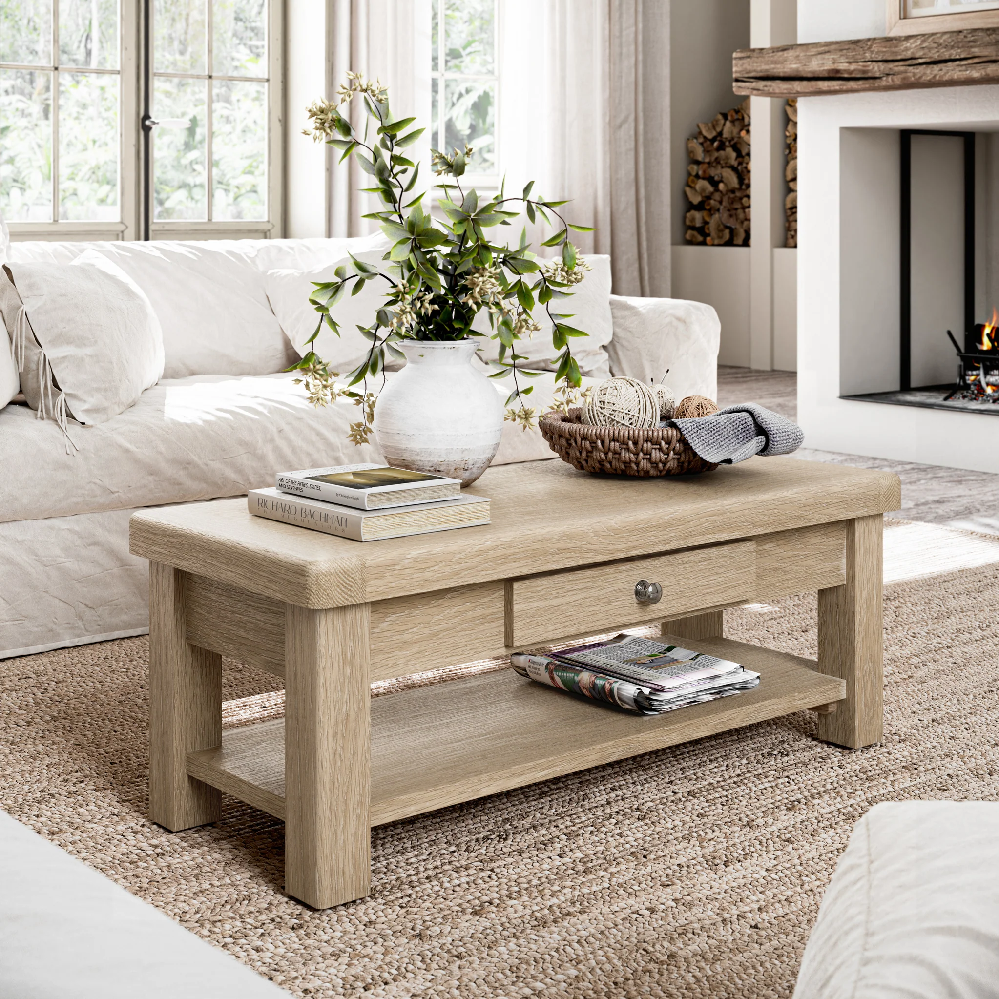 Portland Washed Oak Coffee Table - Image 2