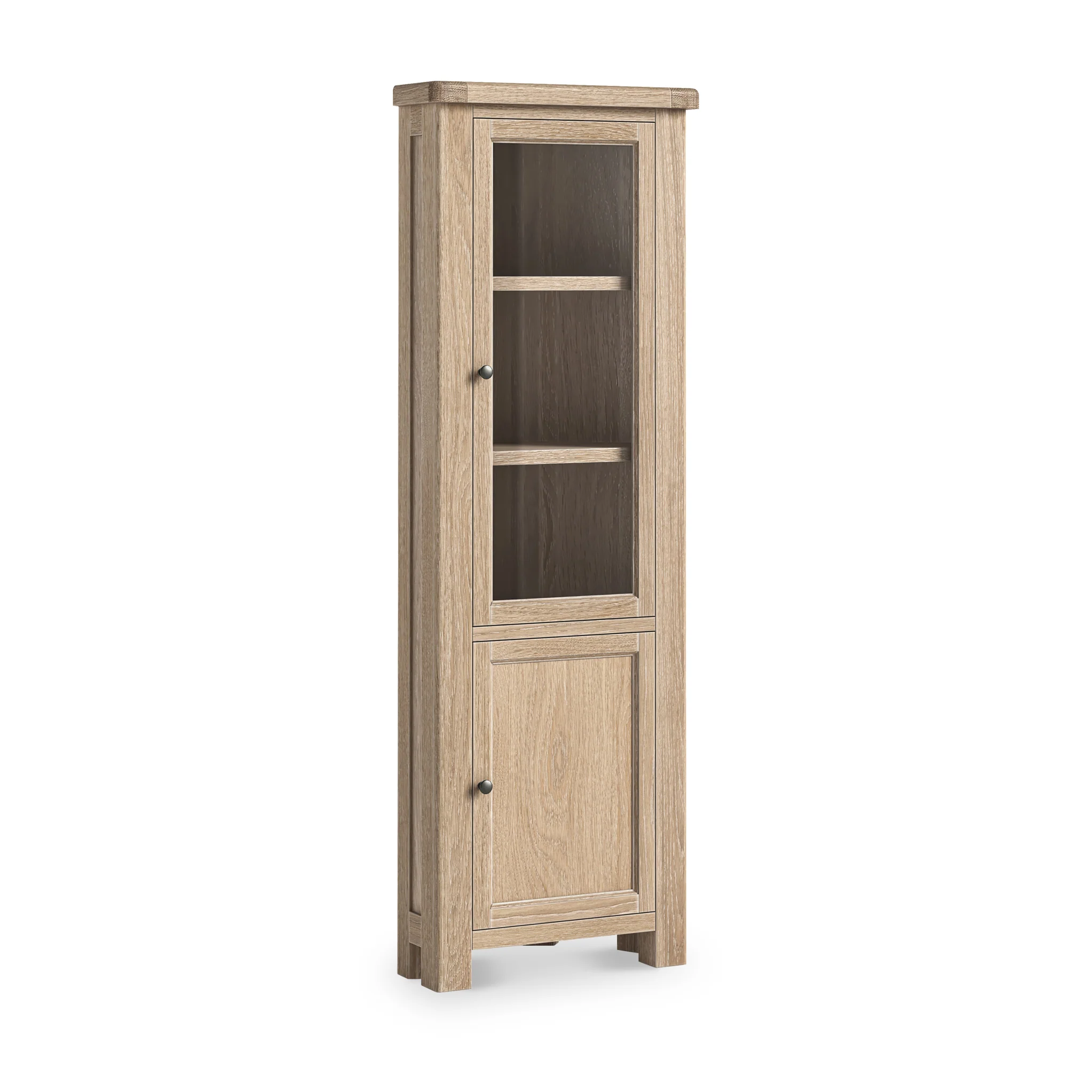 Portland Washed Oak Corner Display Cabinet - Image 3