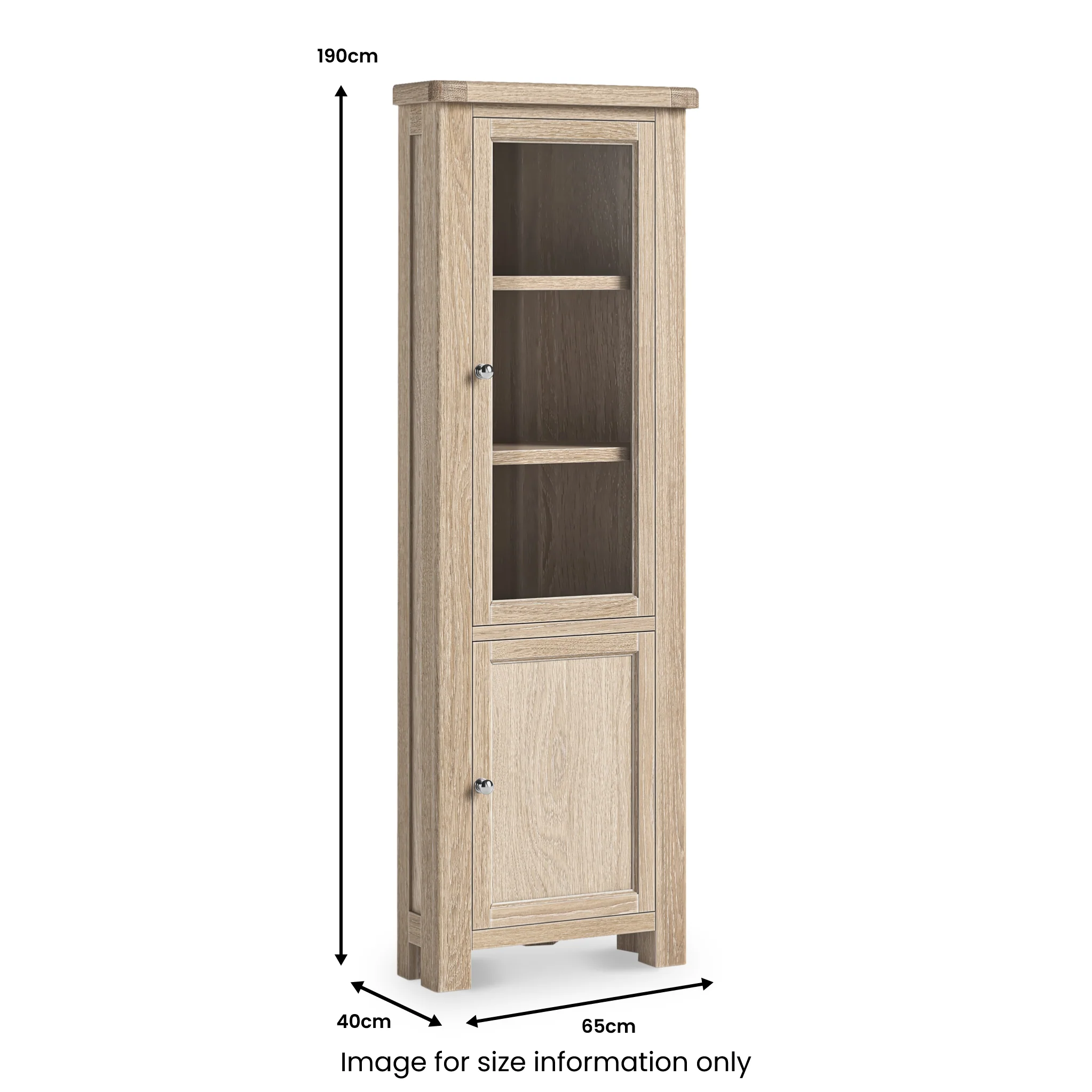Portland Washed Oak Corner Display Cabinet - Image 4