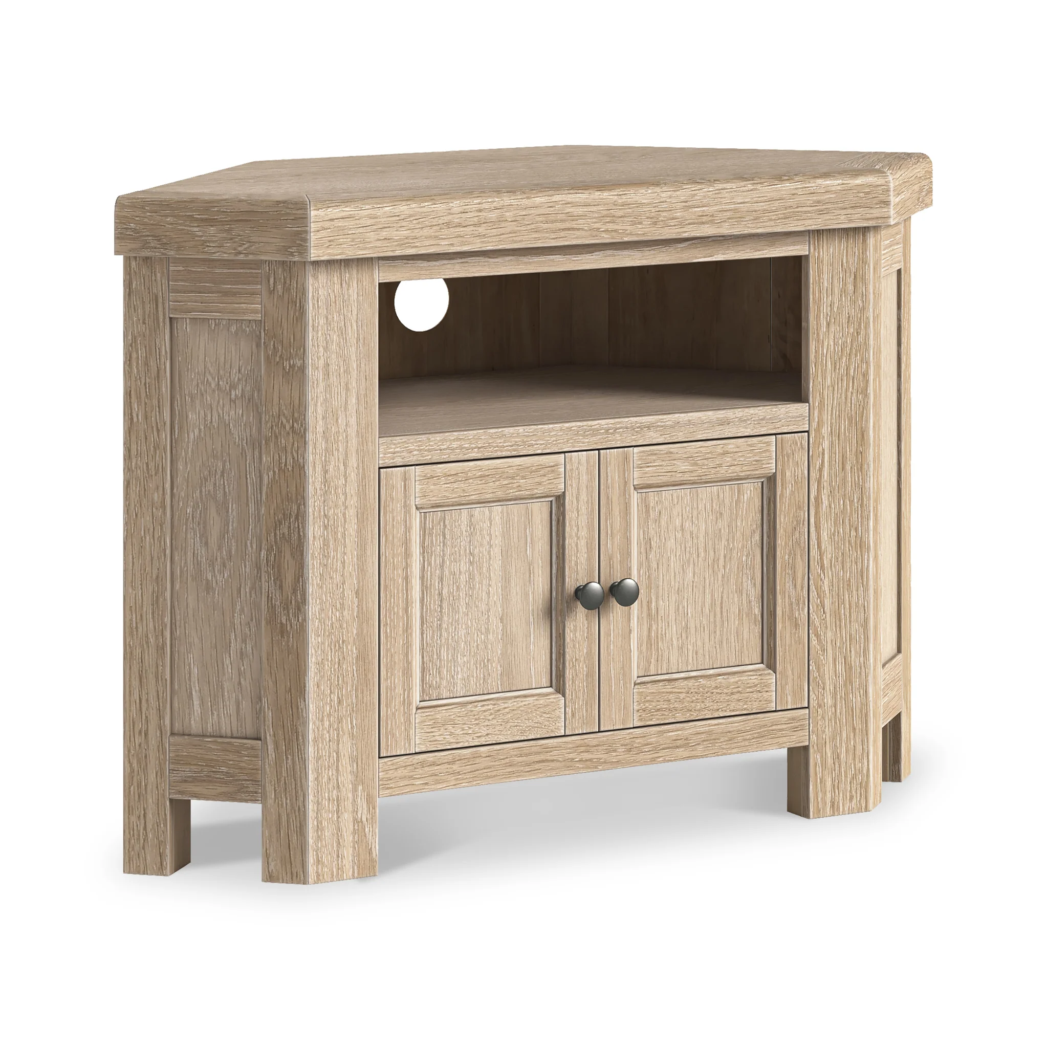 Portland Washed Oak Corner TV Unit - Image 3