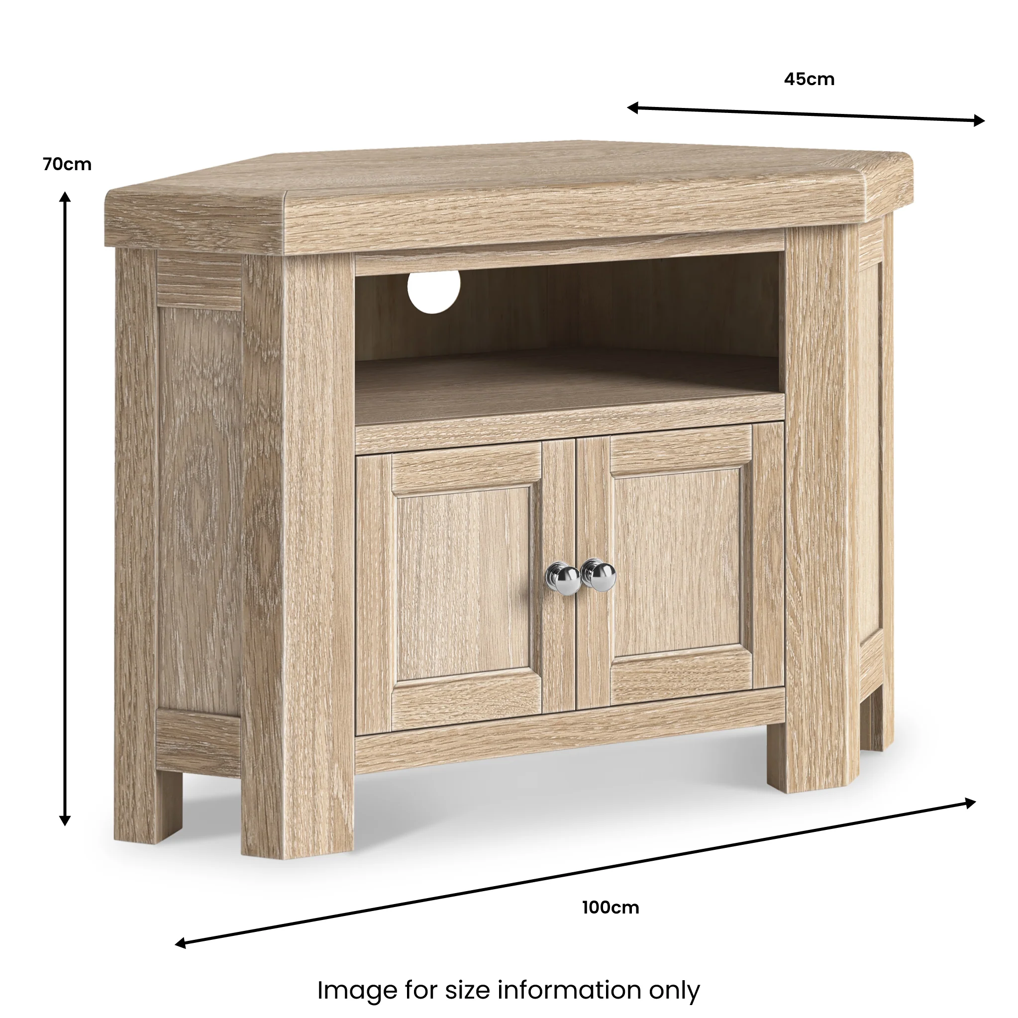 Portland Washed Oak Corner TV Unit - Image 7