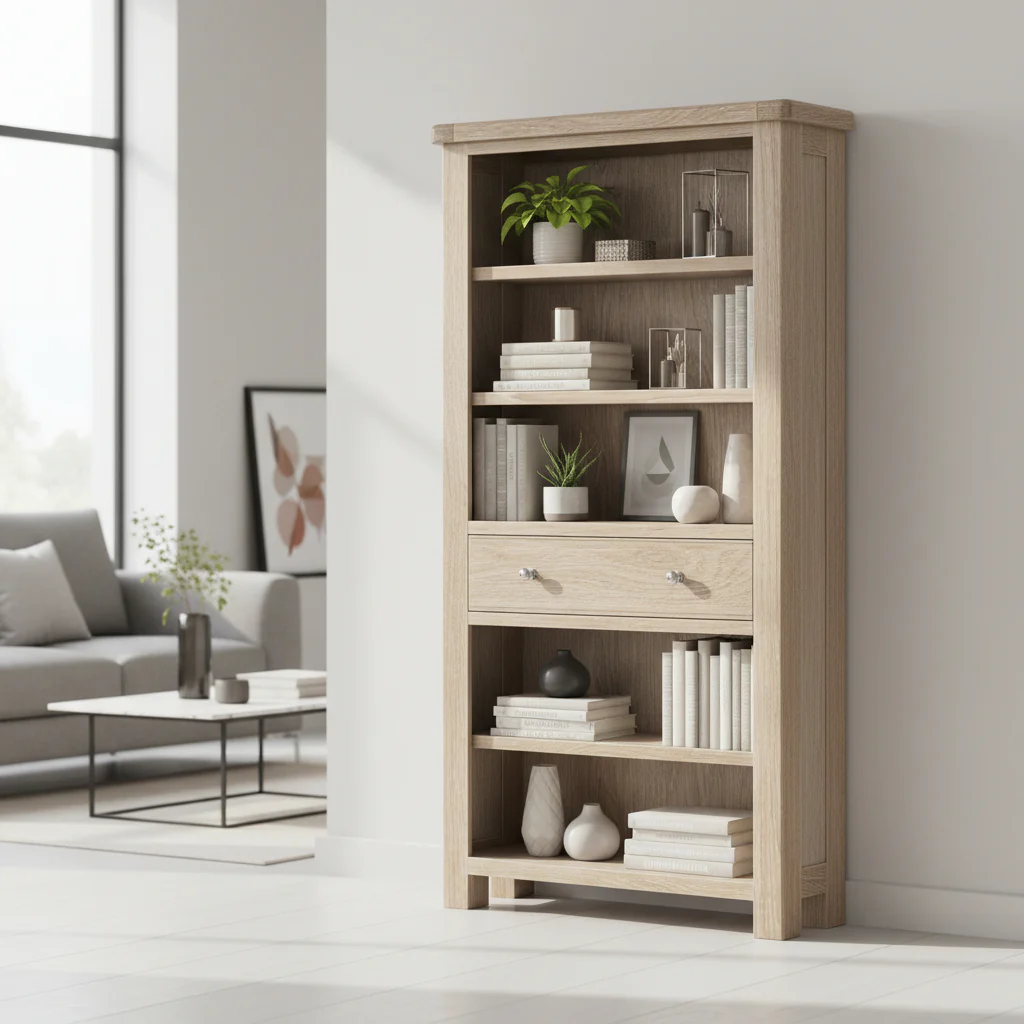 Portland Washed Oak Large Bookcase - Image 2