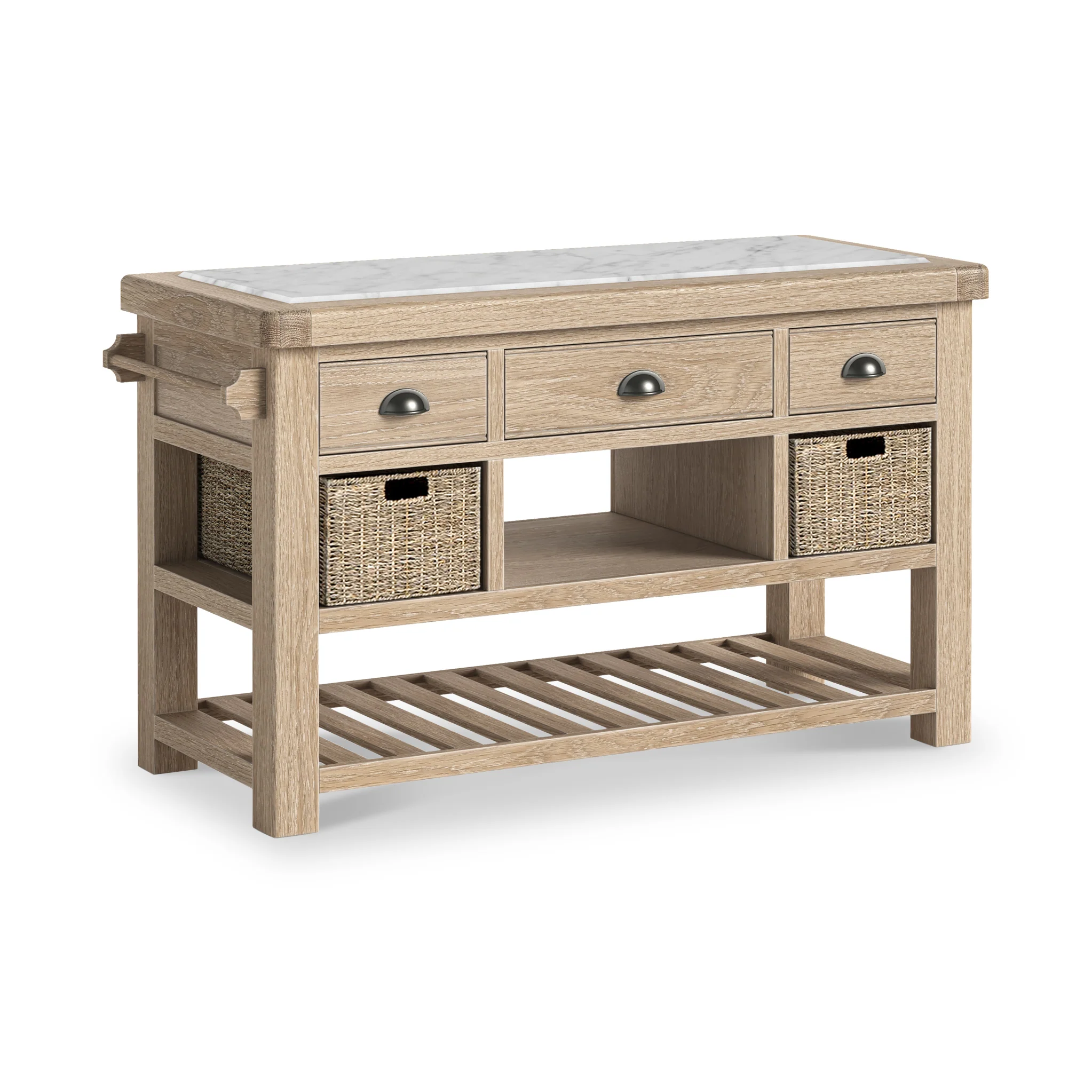 Portland Washed Oak Large Kitchen Island - Image 3