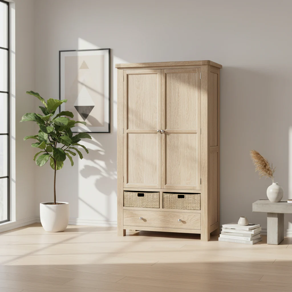 Portland Washed Oak Multi Storage Larder Unit - Image 3