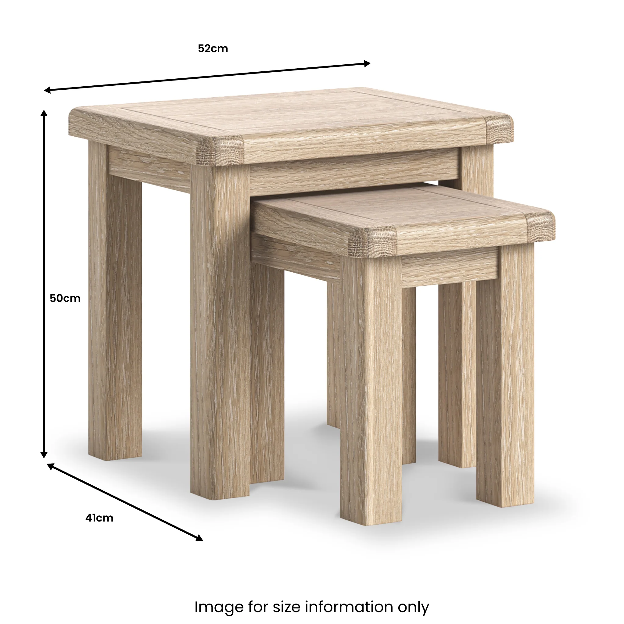 Portland Washed Oak Nest Of Tables - Image 4