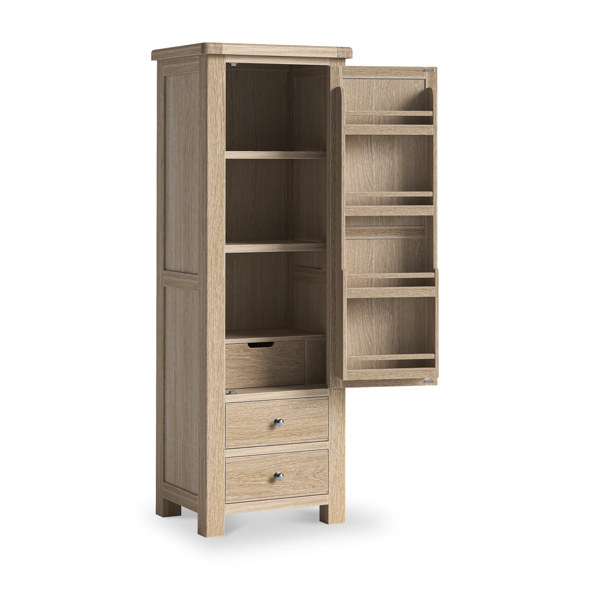 Portland Washed Oak Single Multi Storage Larder Unit - Image 3