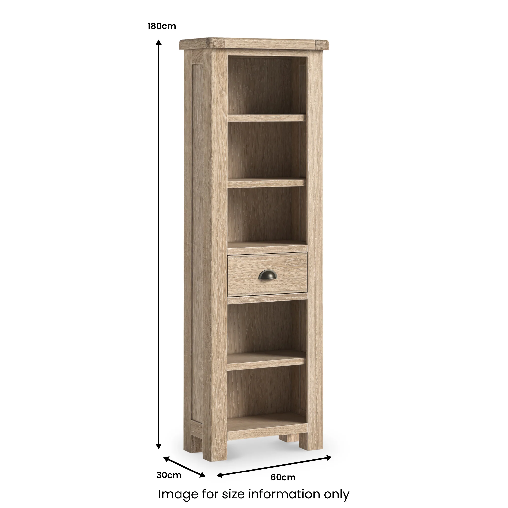 Portland Washed Oak Slim Bookcase - Image 4