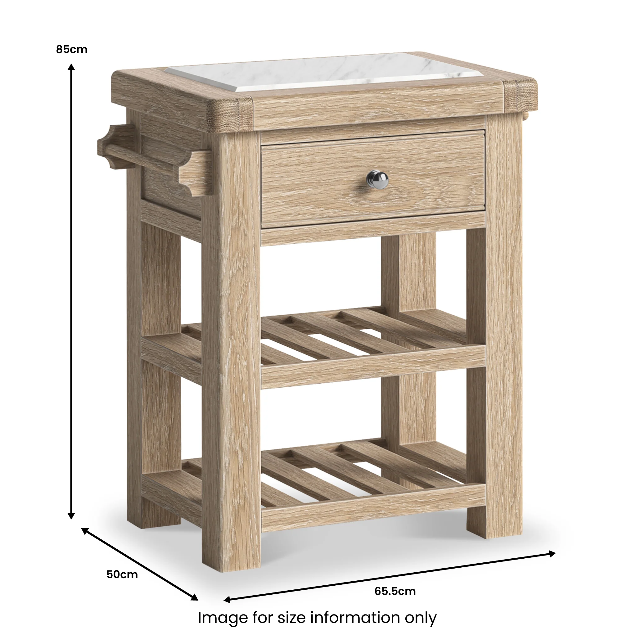 Portland Washed Oak Small Kitchen Island - Image 7