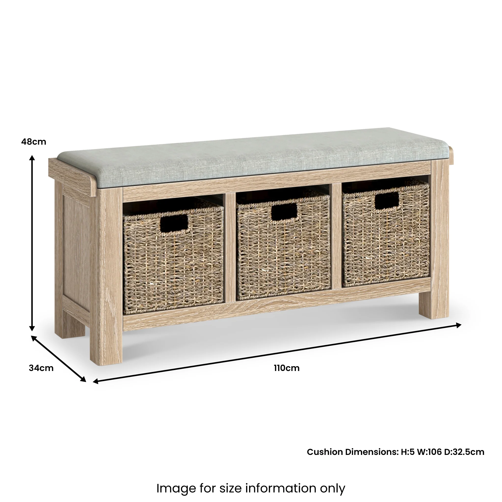 Portland Washed Oak Storage Bench - Image 11