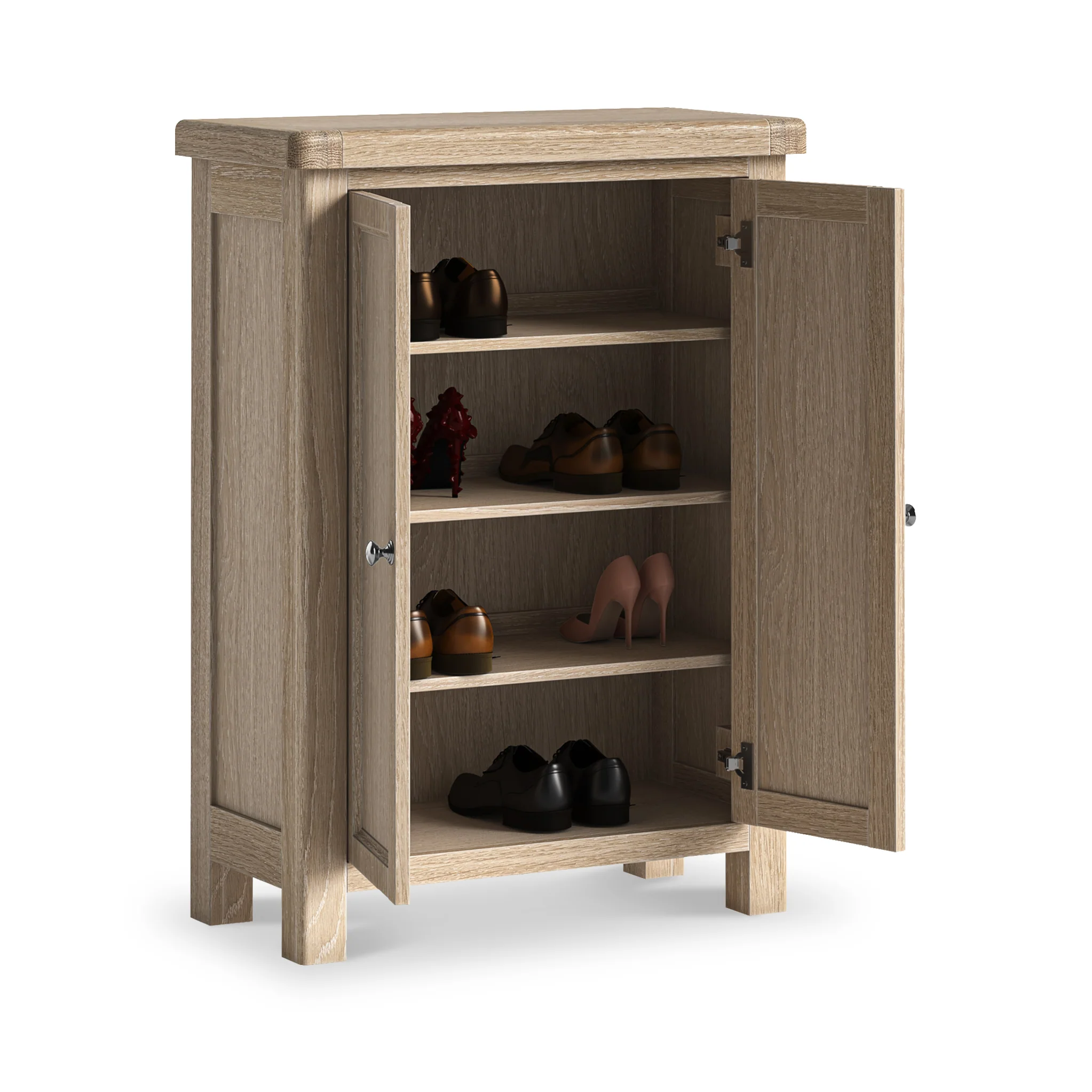 Portland Washed Shoe Storage Cupboard - Image 3
