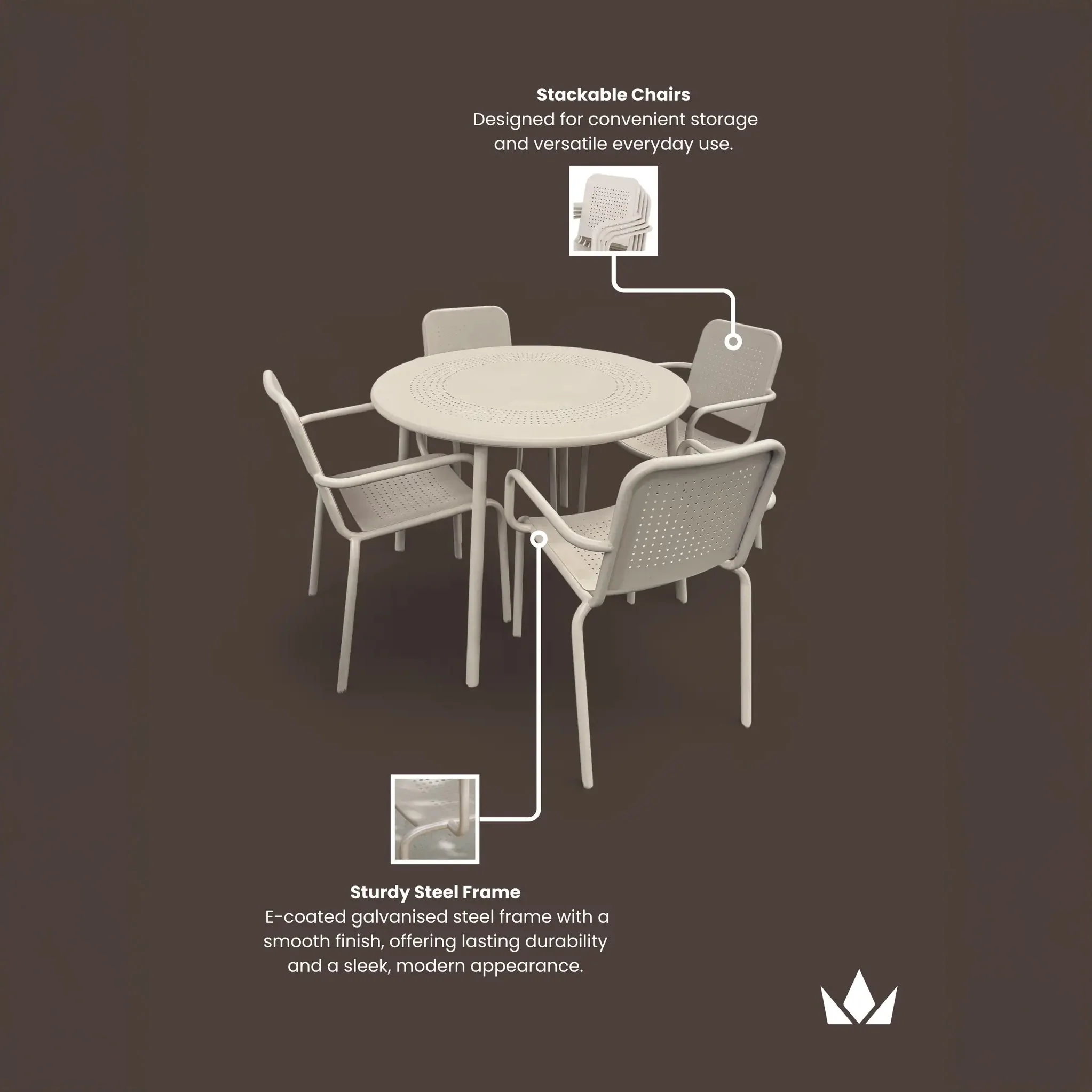 Porto 4 Seater Round Dining Set - Image 16