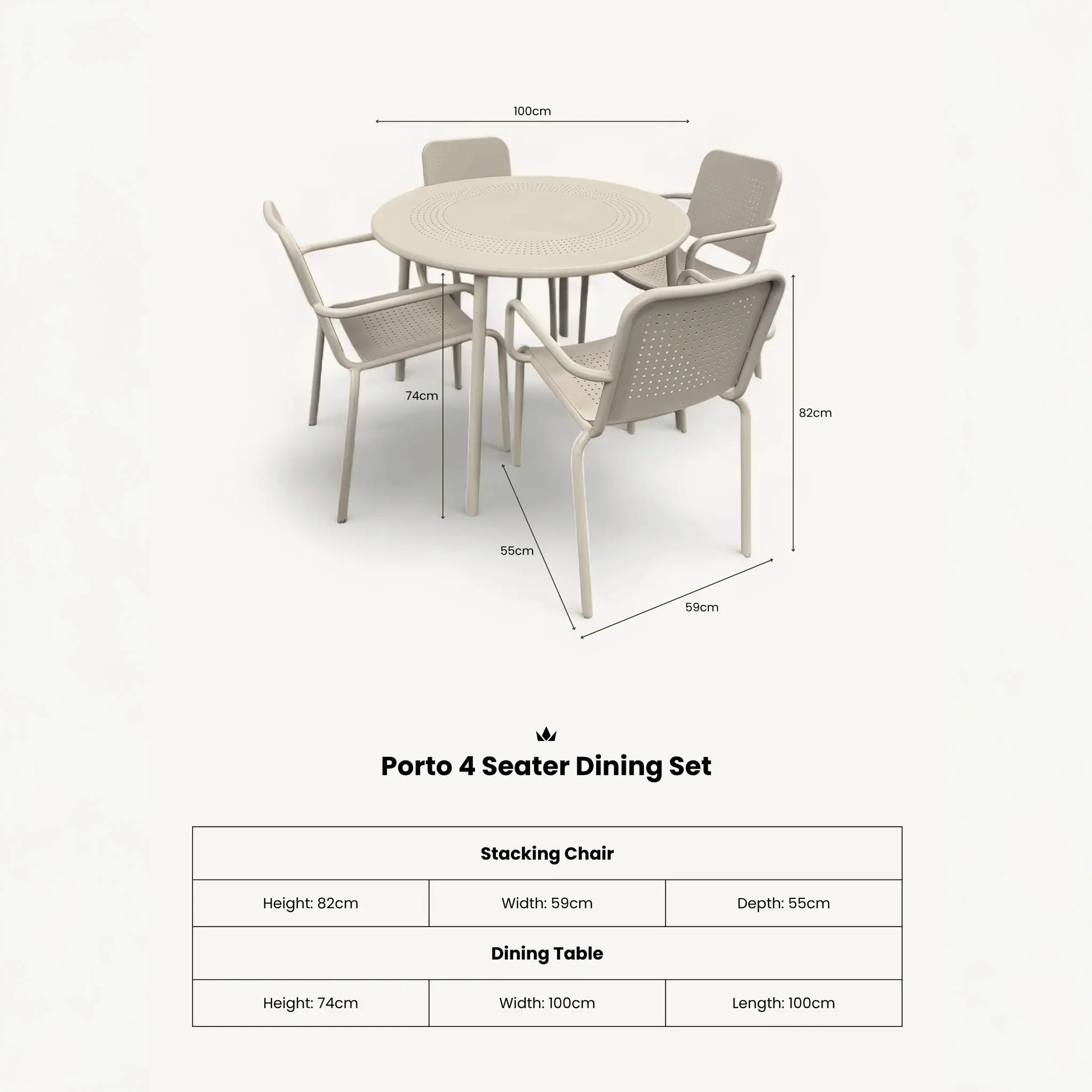 Porto 4 Seater Round Dining Set - Image 17