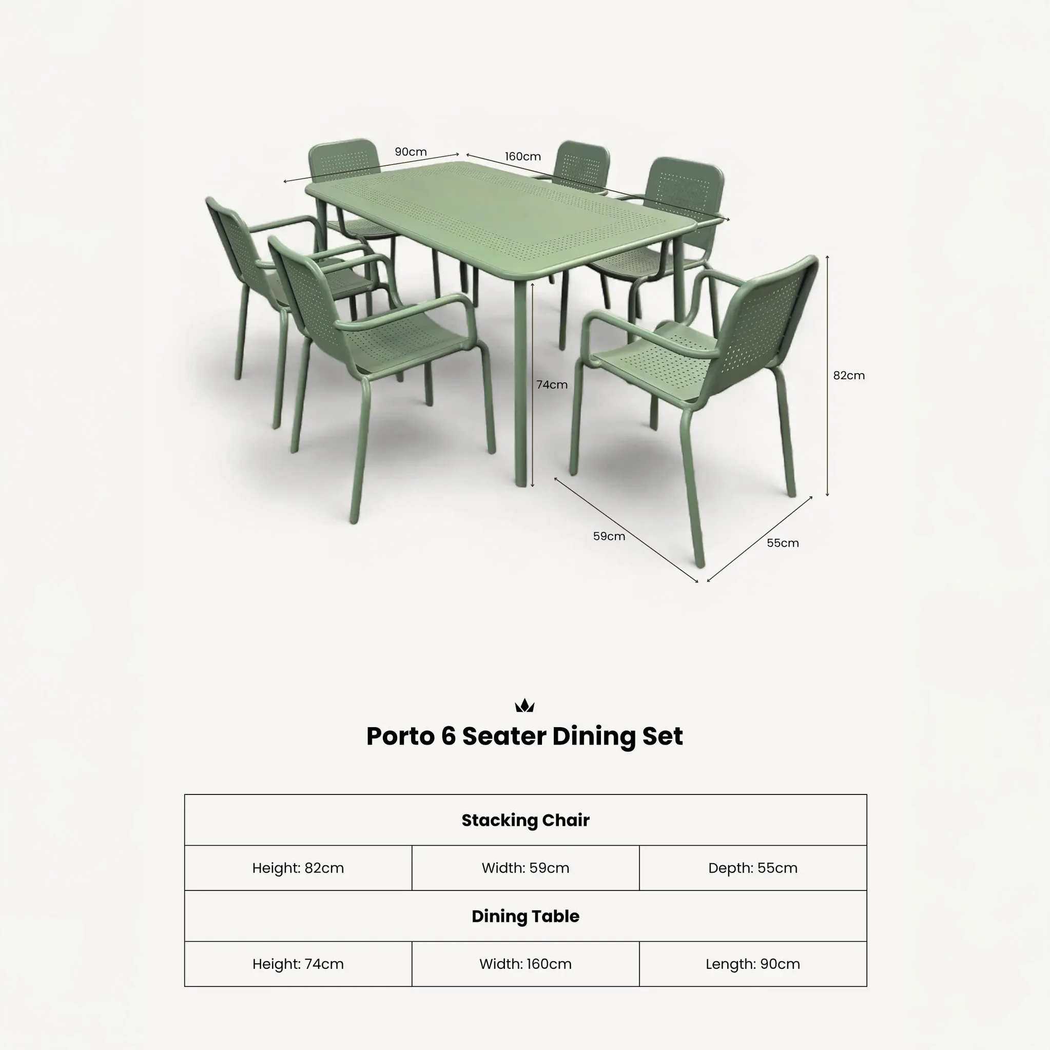 Porto 6 Seater Rectangular Dining Set - Image 7
