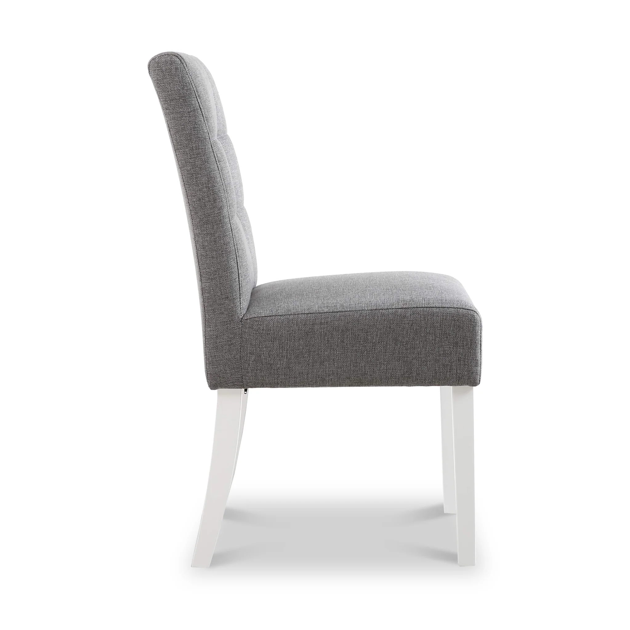 Pryder Faux Linen Dining Chair with White Legs - Image 12